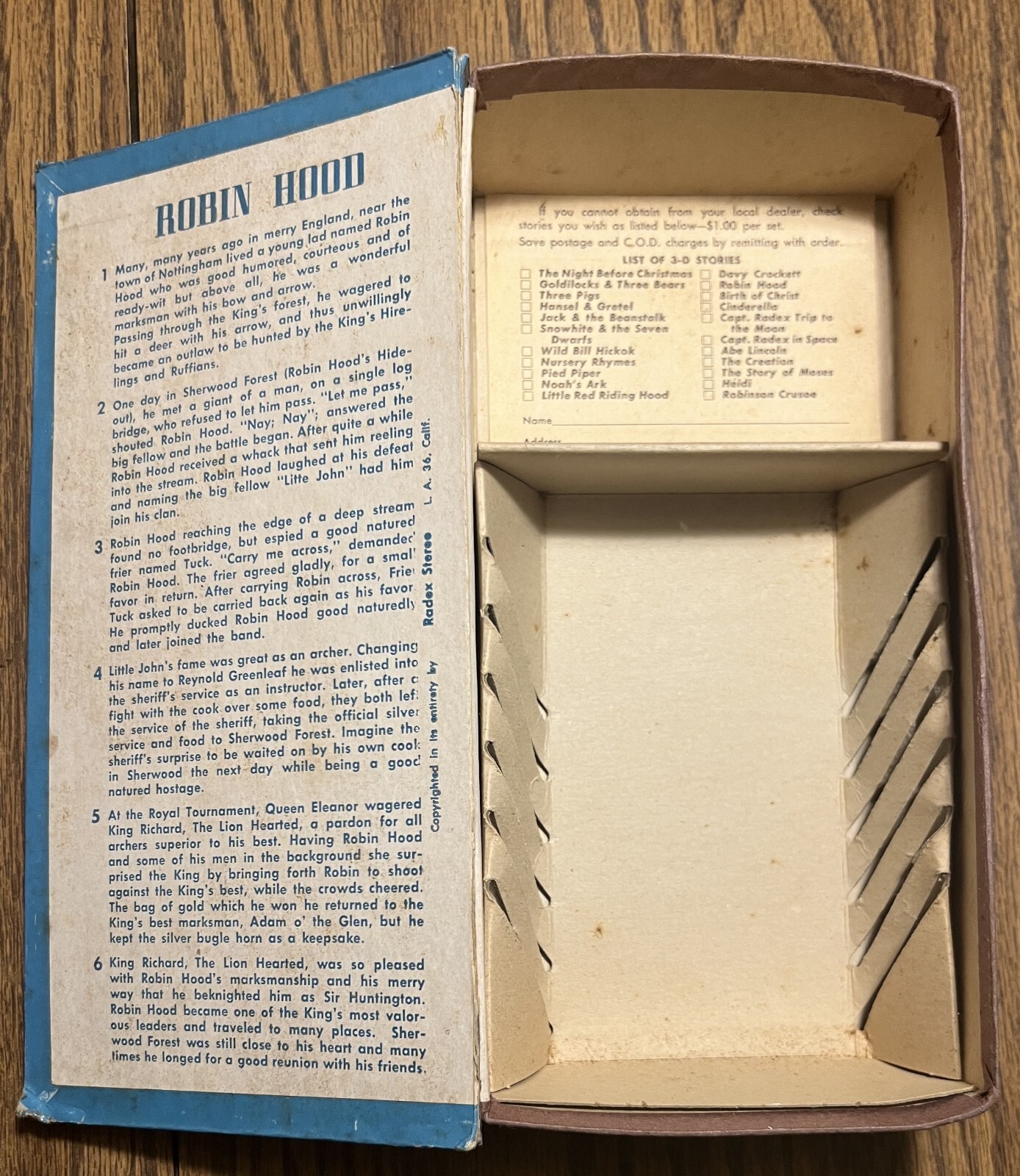 Story of Robin Hood Vol. 11 3D Slides and Viewer – Radex Stereo Co. Los Angeles