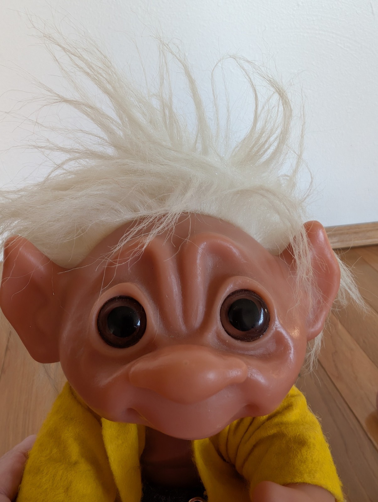 Vintage Thomas Dam Troll ~8.5″. Elf Ears. White Hair. Original Clothes.