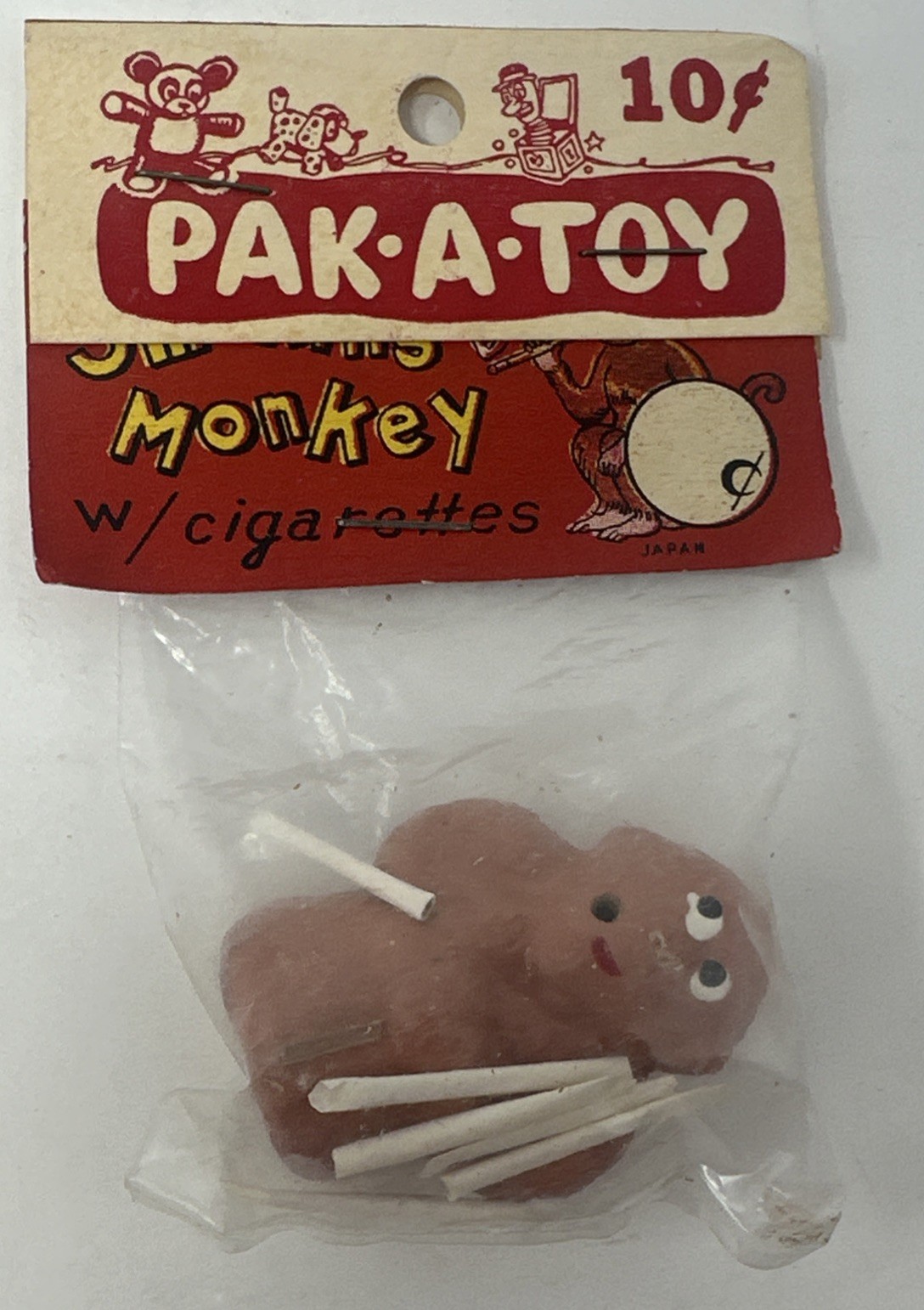 1950 Ace Smoking White Monkey Toy In Original Packaging Old Store Stock Japan