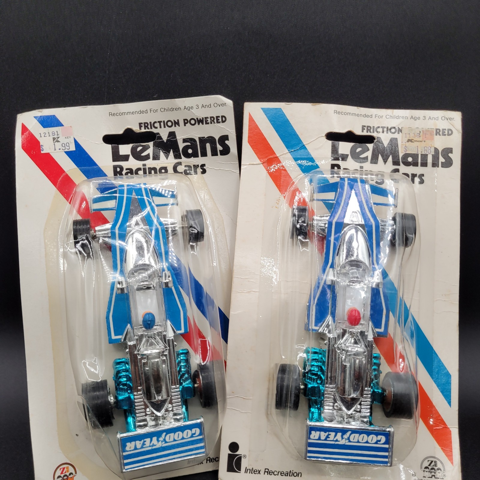 Lot Of 2 Vintage 1975 Zee Toys Friction Powered LeMans Racing Cars New On Card