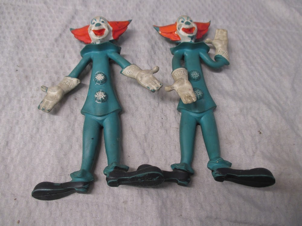 Lot of 2 Vintage 1960’s Bozo The Clown Larry Harmon Bendy Toy Figure 6″