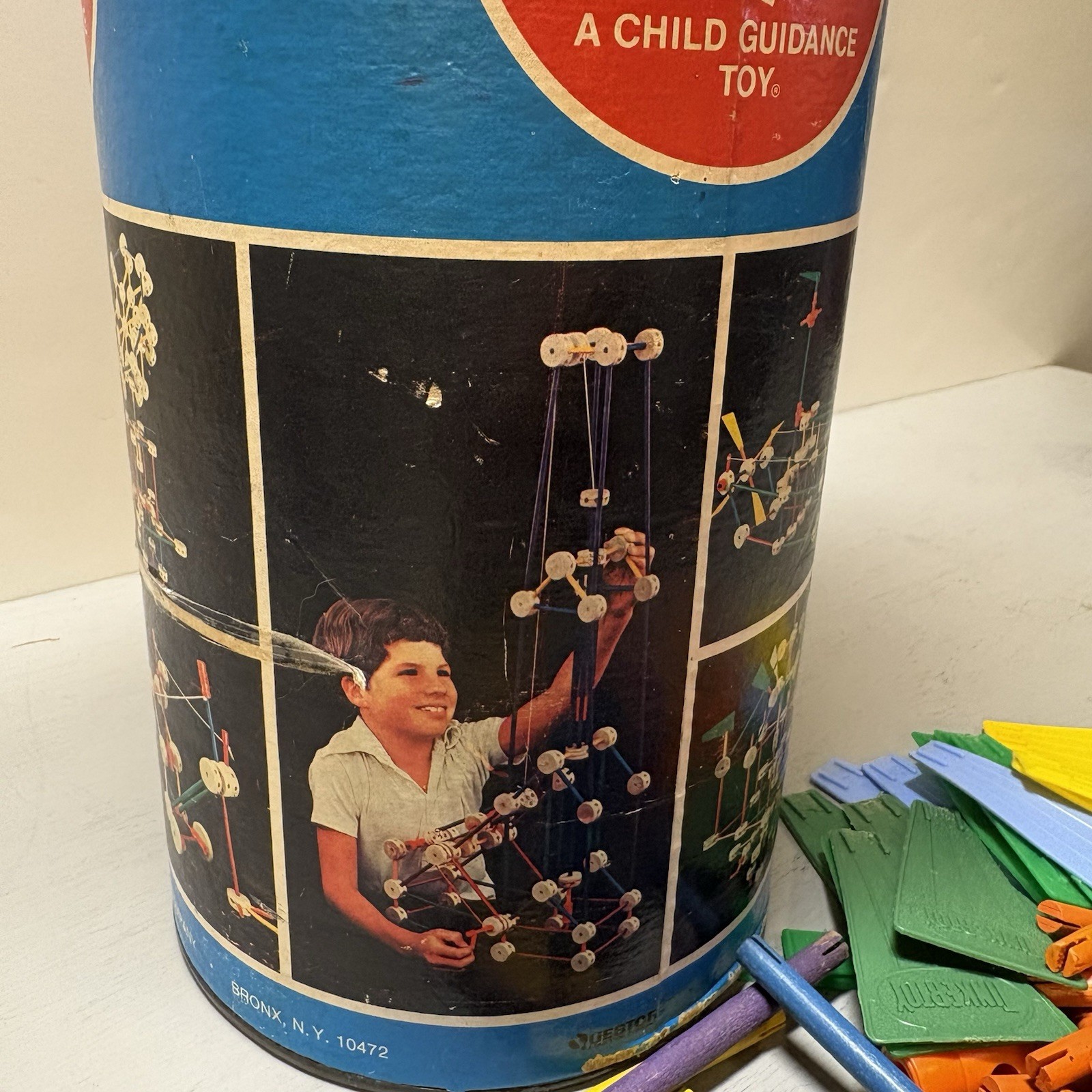 Vintage Original Tinkertoy Construction Set No.155 No Lid Some Pieces 1972