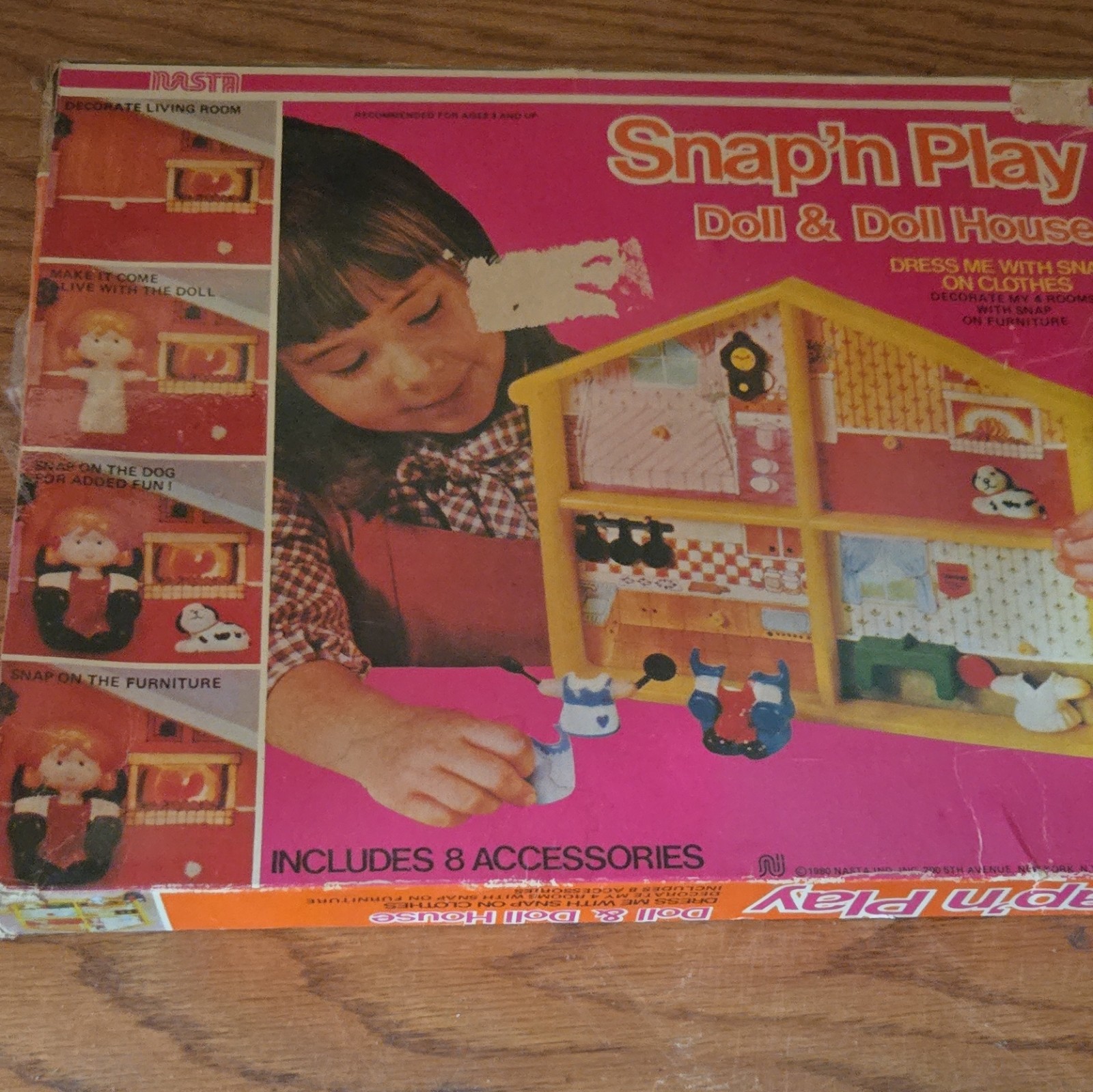 NASTA Snap’n Play Doll & Dollhouse Playset w/ 8 Accessories Vintage 1980