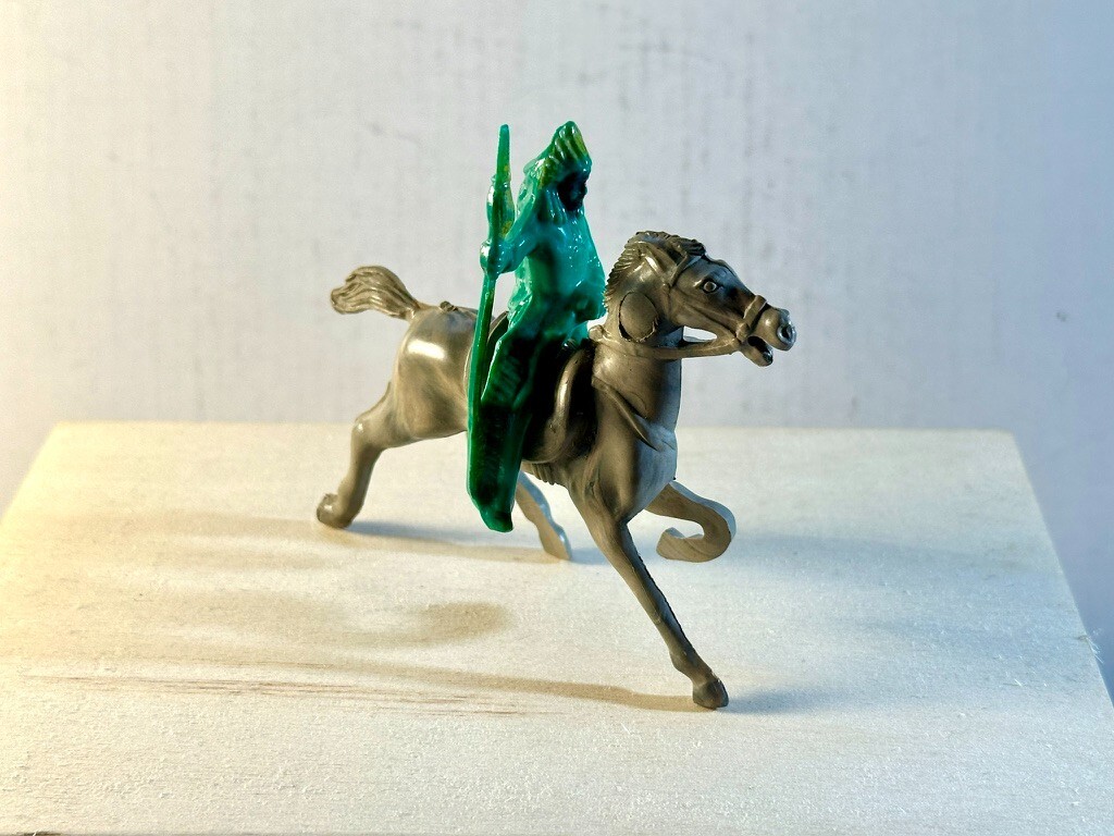 Vintage LIDO hard Plastic Indian warrior on horse.