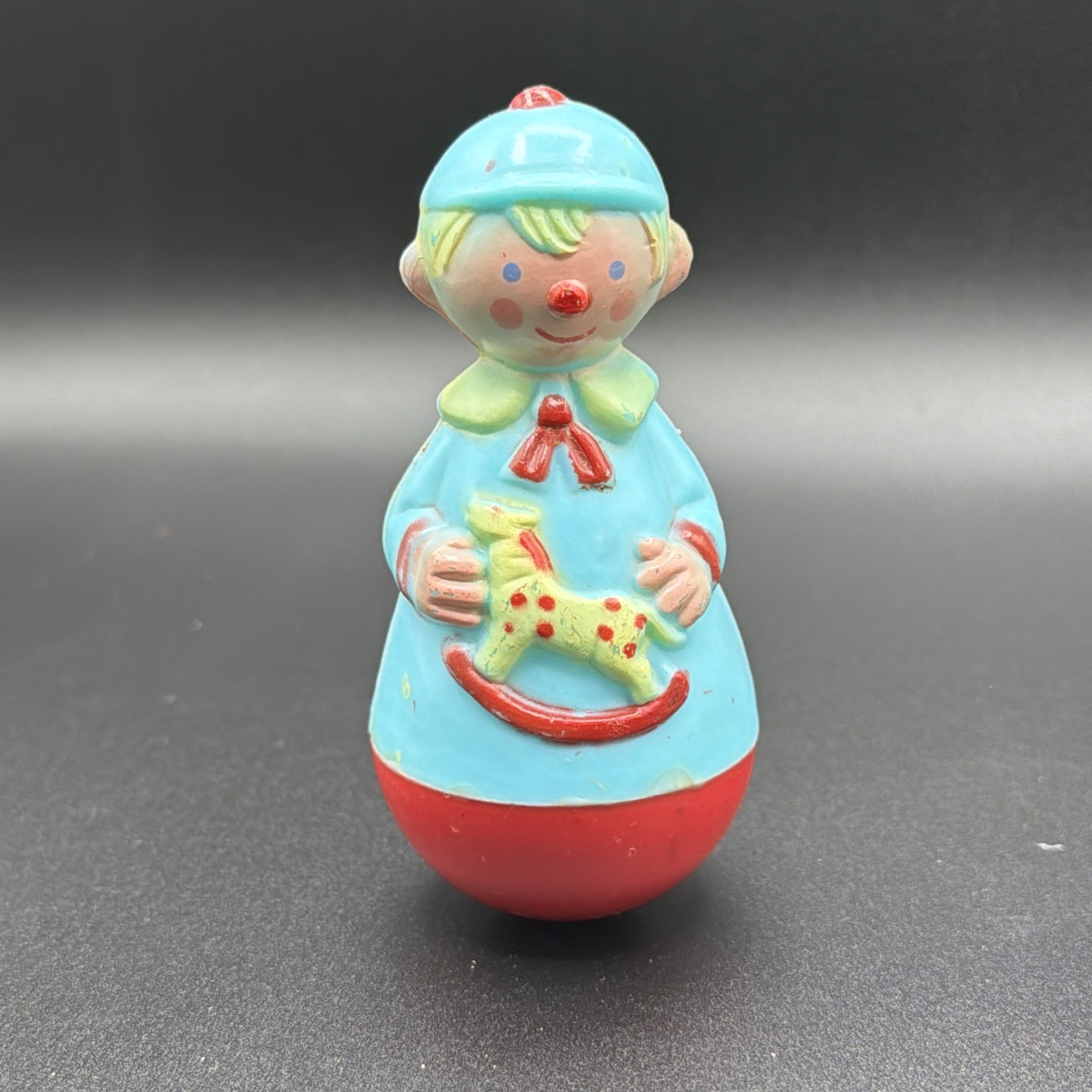 VTG Stahlwood Toy Co N.Y.C Made In Hong Kong Roly Poly Boy Toy 4.5”