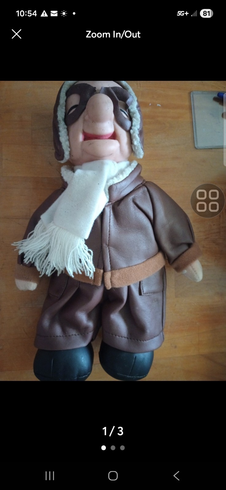 Vintage Aviator Mr Magoo Plush Doll with Scarf and Goggles