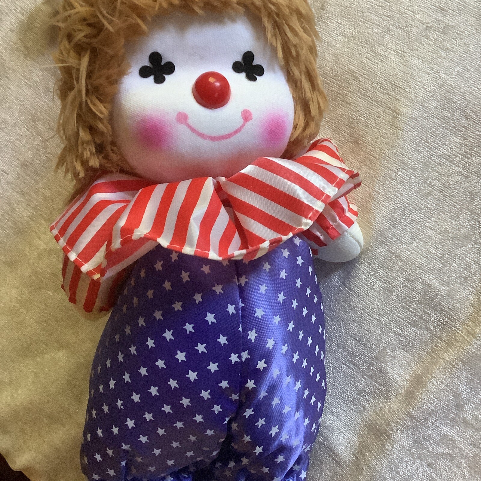 Vintage 1986 Poter Musical Wind Up Clown Doll w/ Moving Head, Freestanding w Tag