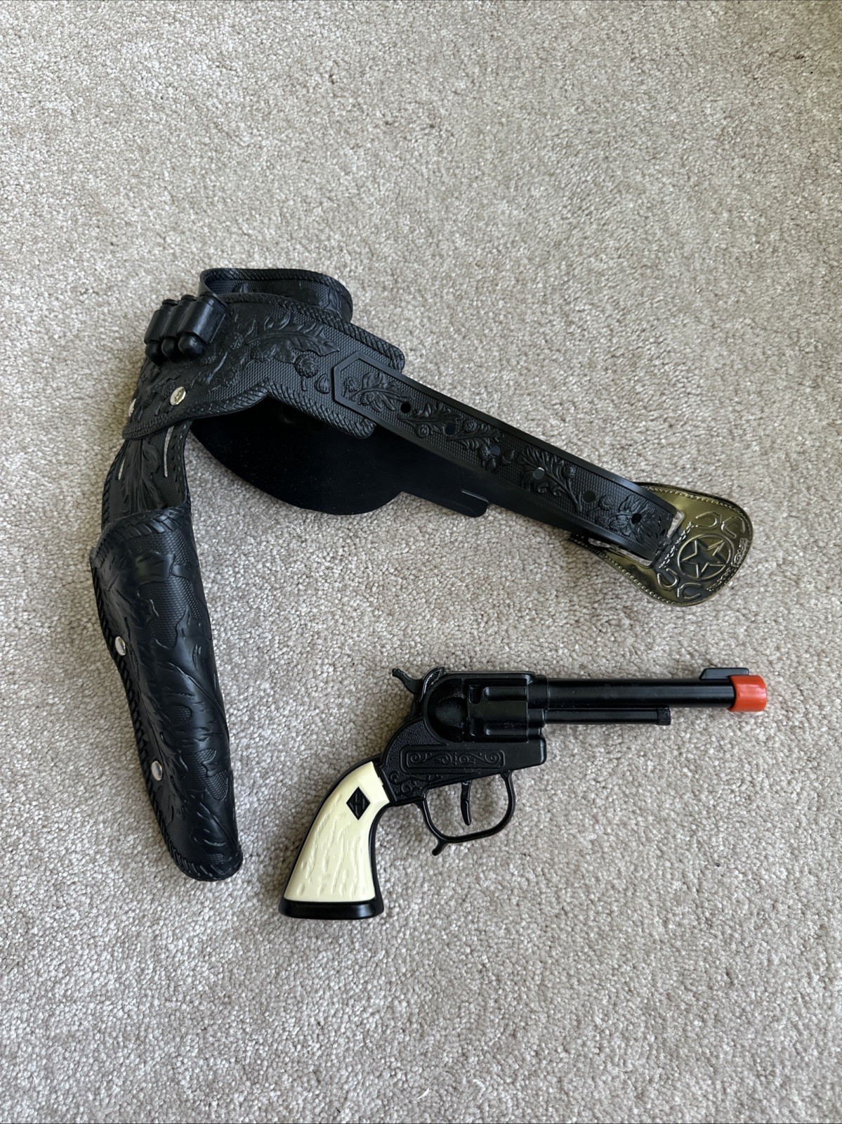 Replica Hubley Halco Diamond H Black Diecast Metal Toy Cap Gun With Holster