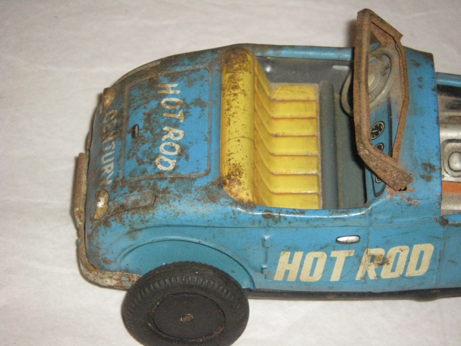 FORD HOT ROD CENTURY JAPOLY RACE CAR TIN FRICTION TOY T.N. JAPAN 1950s WORKING