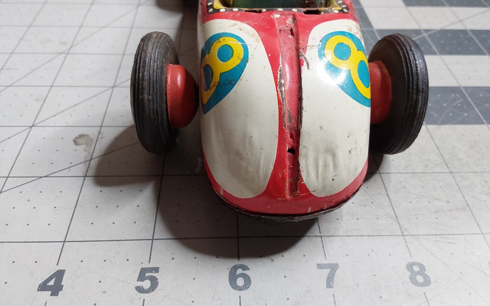 1950’s ATC Asahi Japan Tin Friction Champion 8 Mobilgas Toy Race Car