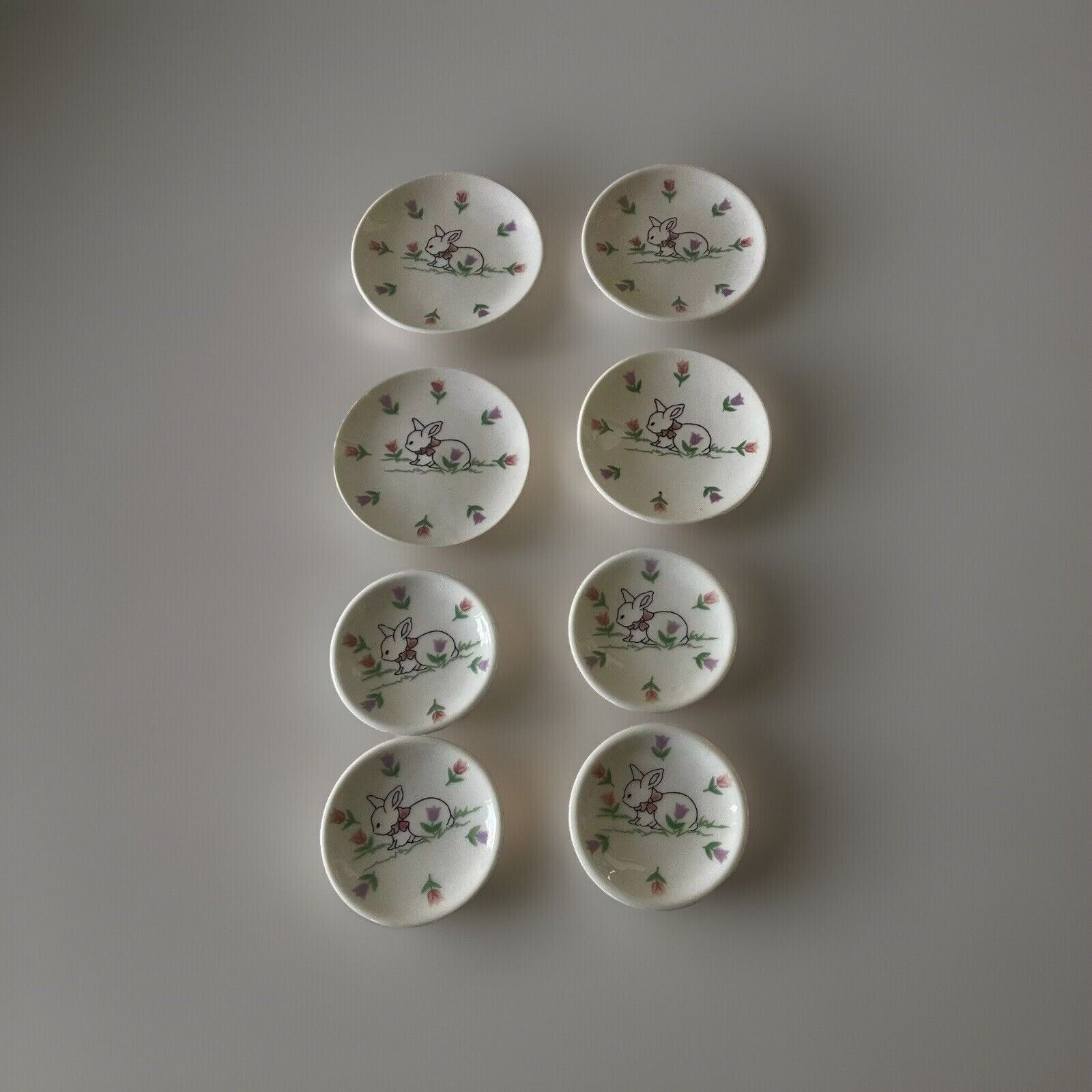 ABC Dist. Miniature Tea Set Replacement Plates Mini Porcelain 8 pc Rabbit Bunny