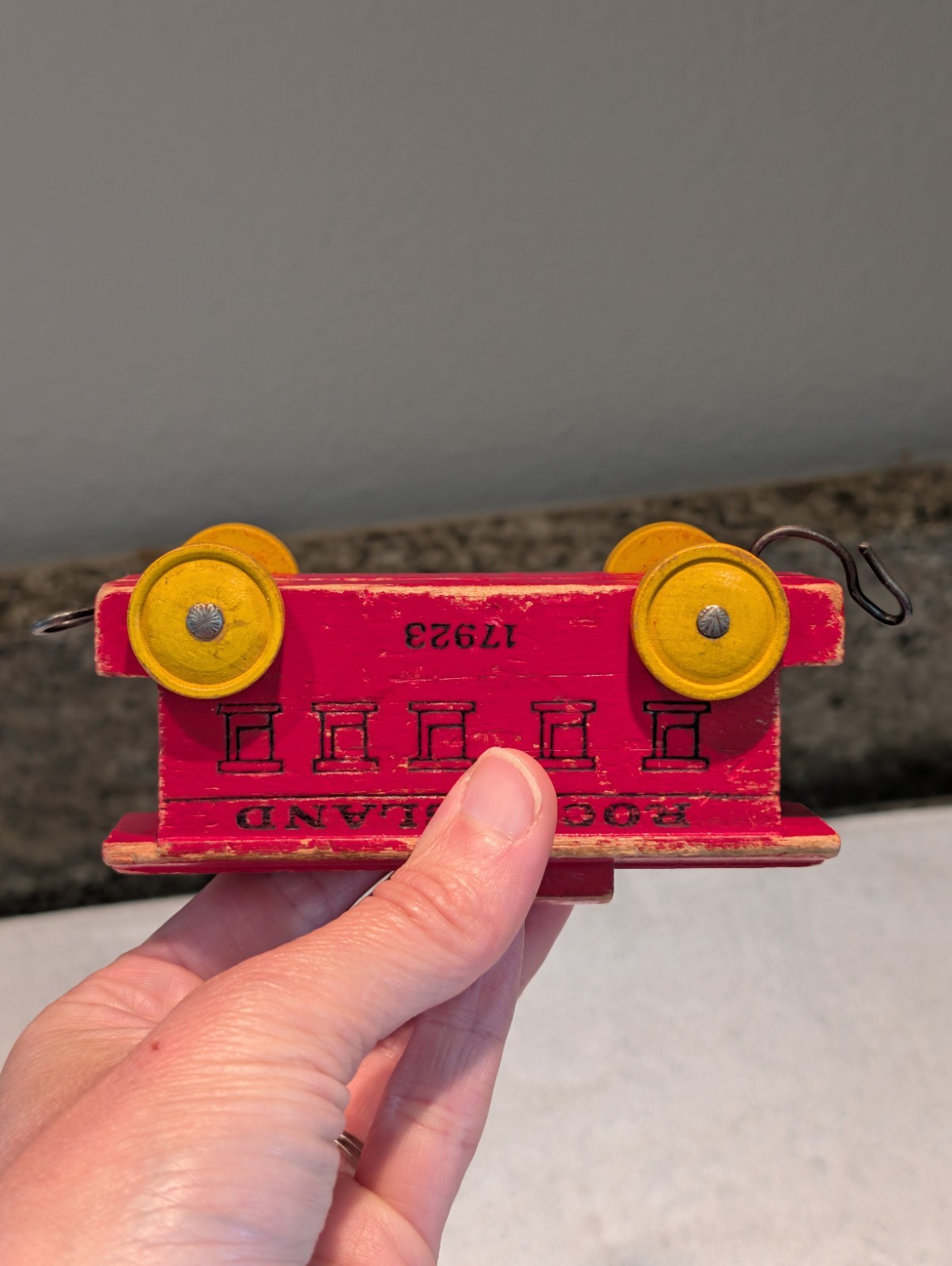 Vintage Strombecker Wooden Toy Train 4 Piece Set Made In USA 1950s