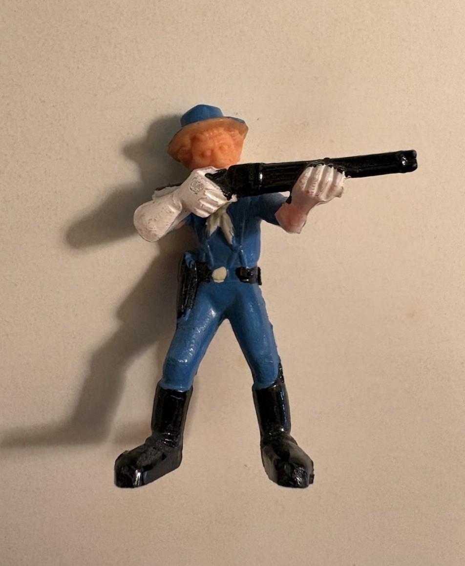 Vtg Exin West Cavalry Soldier Figure Rifleman Blue Uniform Spain 1970s