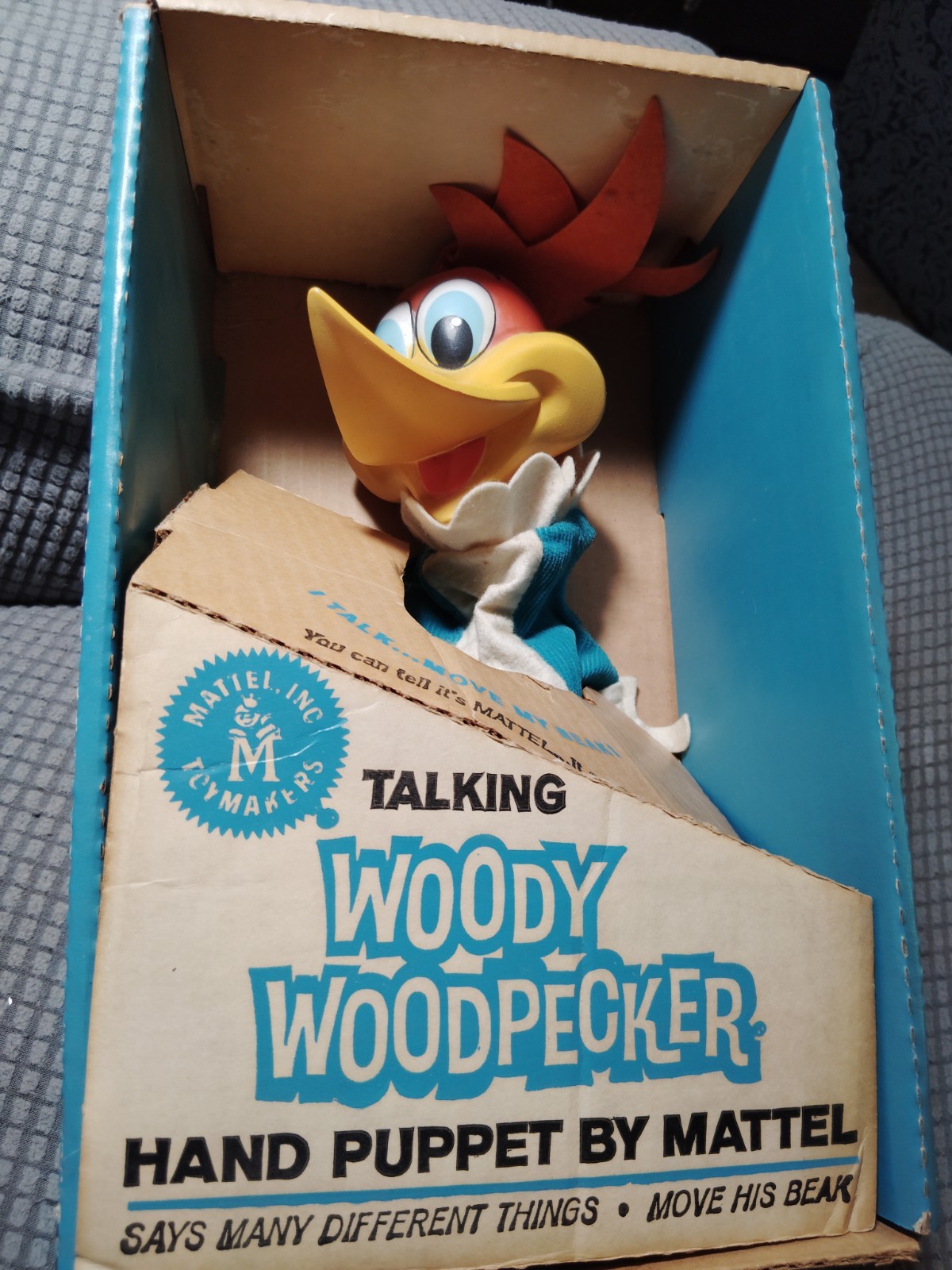Vintage 1963 Woody Woodpecker Pull-String Talking Puppet In Box RARE 🔥 As-is