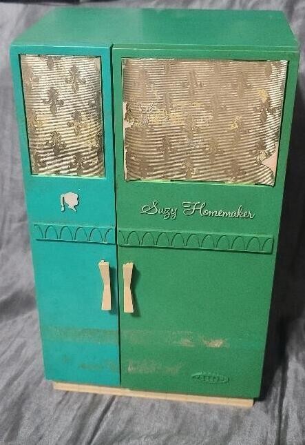 Vintage Topper Suzy Homemaker Toy Side by Side Refrigerator Teal 1969 Play Food