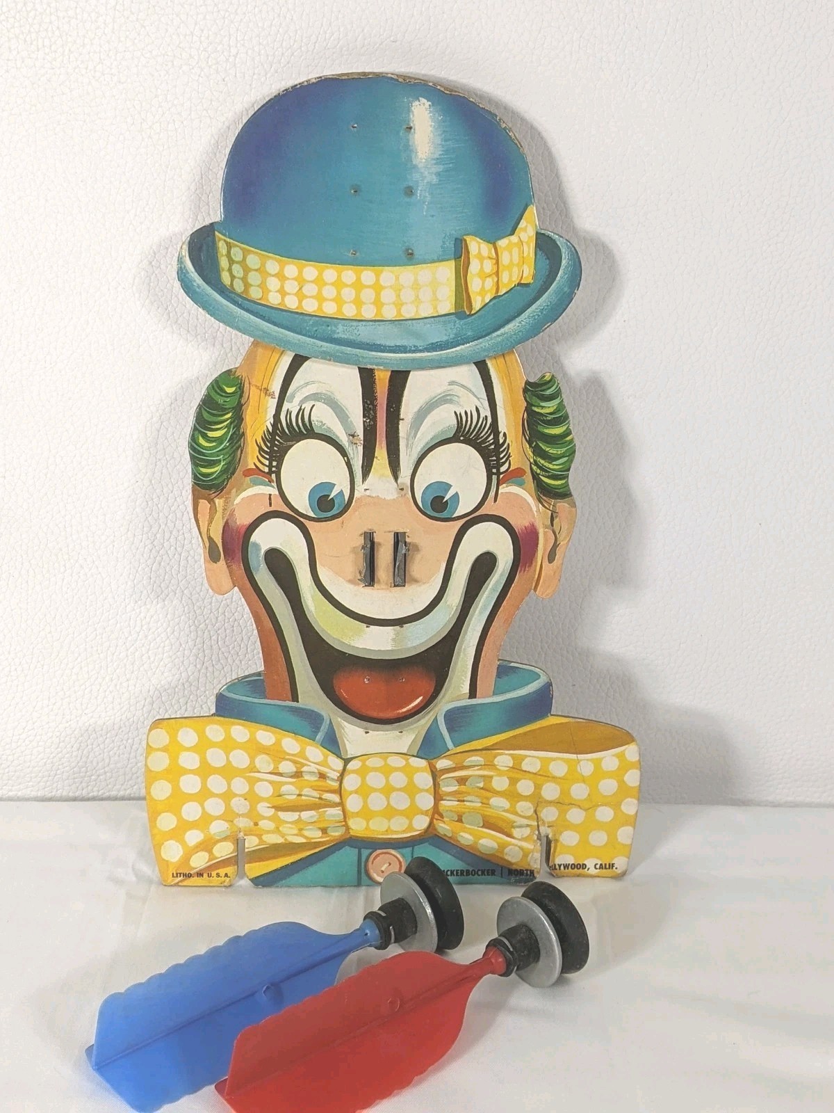Knickerbocker Pop A Part Clown Hat 2 Darts 1940s Lithograph Cardboard AS IS NOTE