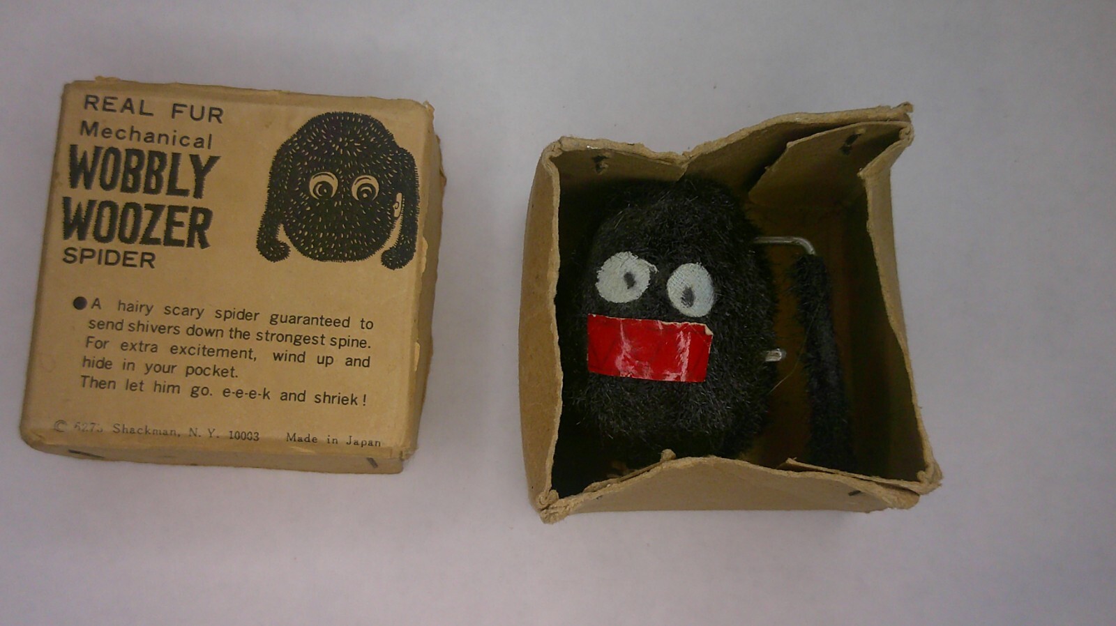 vintage Wobbly Woozer spider mechanical wind up toy in original box works Z138