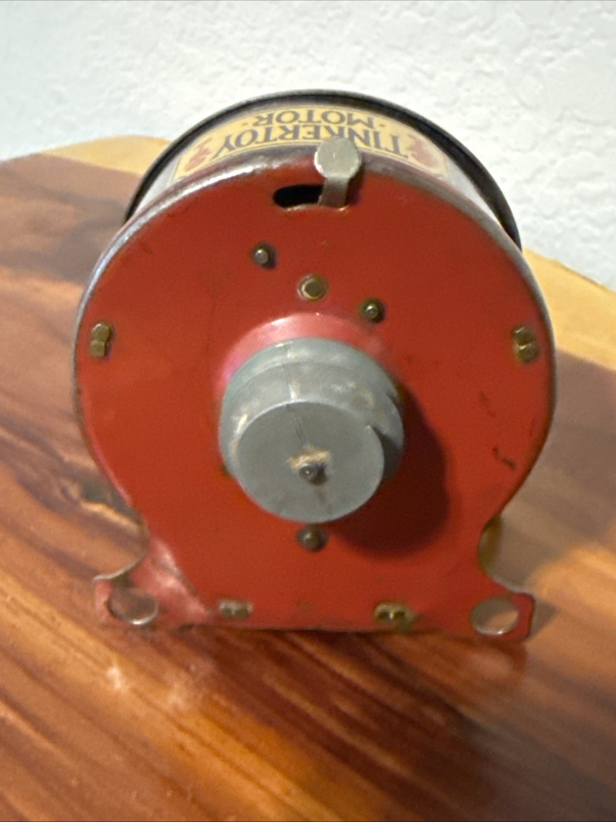 Vintage Tin Litho TinkerToy Windup Motor – WORKS WELL- Tested Tinker Toy Bracket