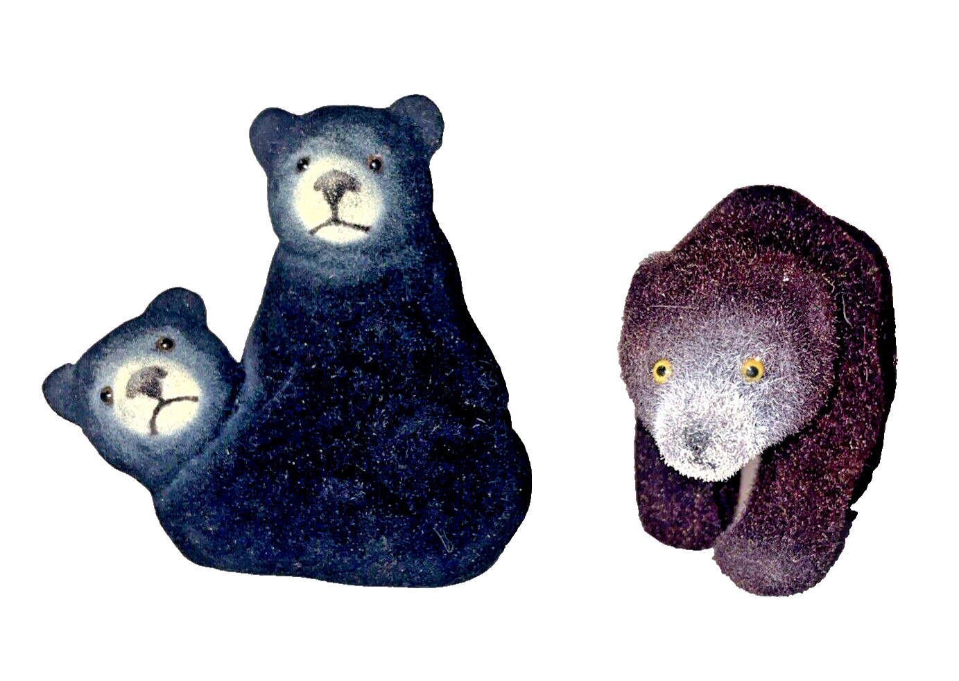 Flocked Black Bears Zoo Wilderness Forest Animals Hong Kong Charles Prod Vintage