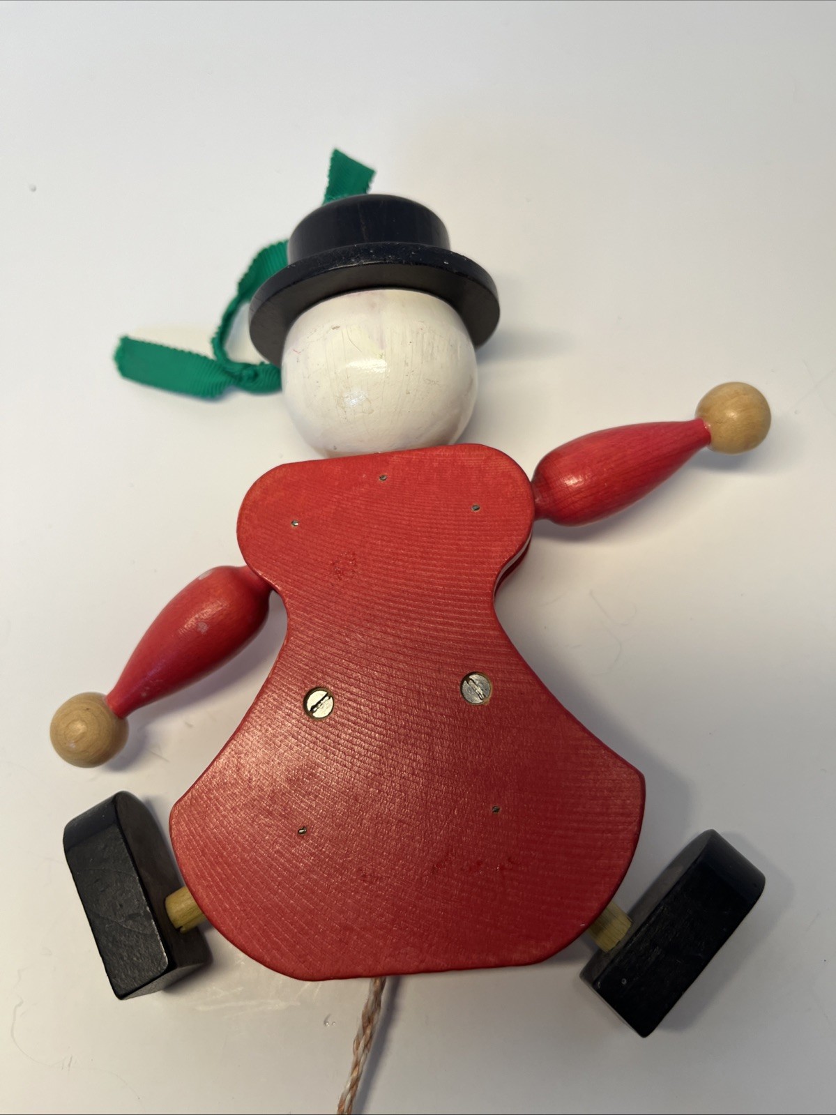 Vintage Christmas Austrian Wooden Pull String Folk Art Jumping Jack