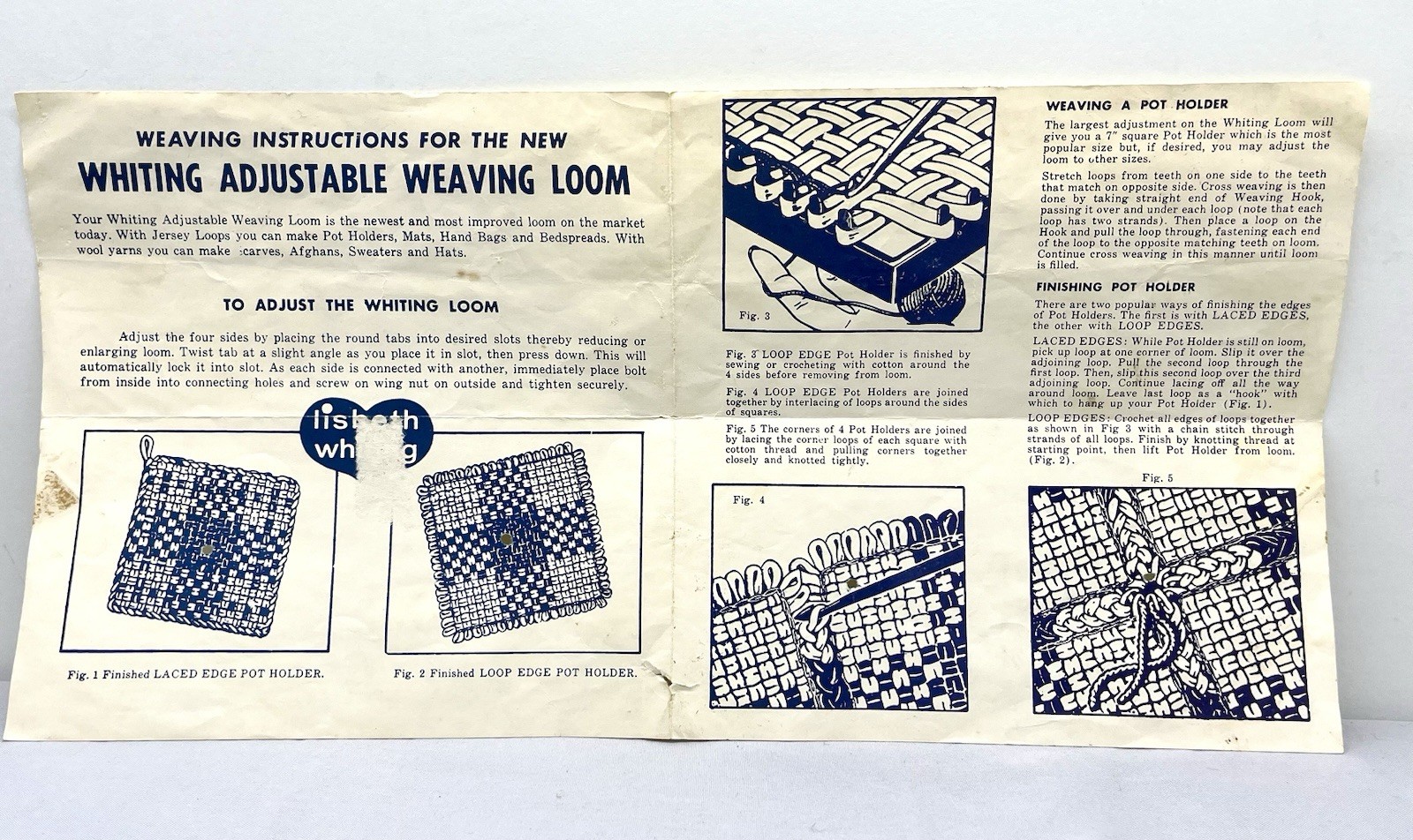 Vintage Transogram Whiting Adjustable Weaving Loom + Jumbo Box of Loops Set