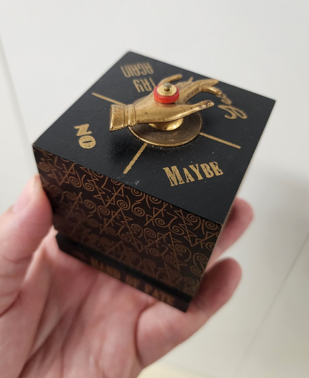 Rare Novelty Fortune Telling Wood Hand Of Fate Hand Made Signed H. Romen ?? Toy