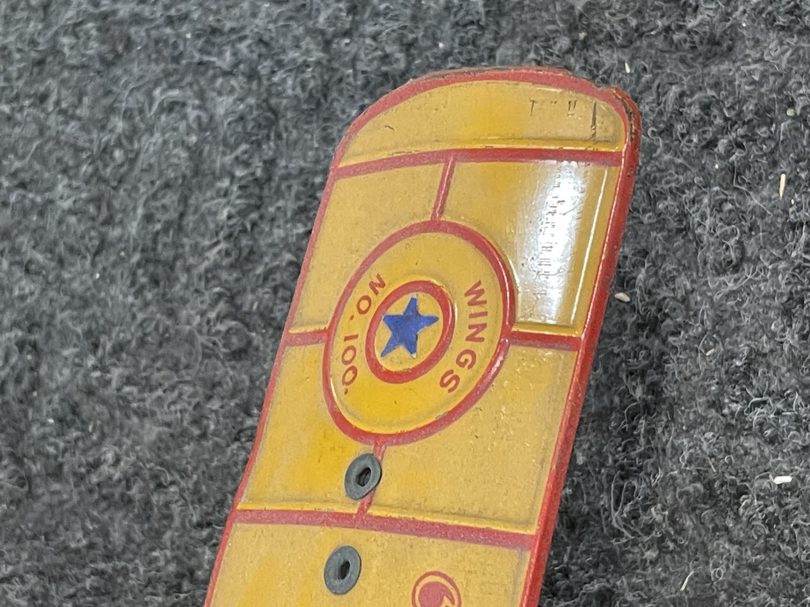 NICE VINTAGE 1920’S WINGS Yellow Red Model No. 100 AIRPLANE Prewar Clockwork