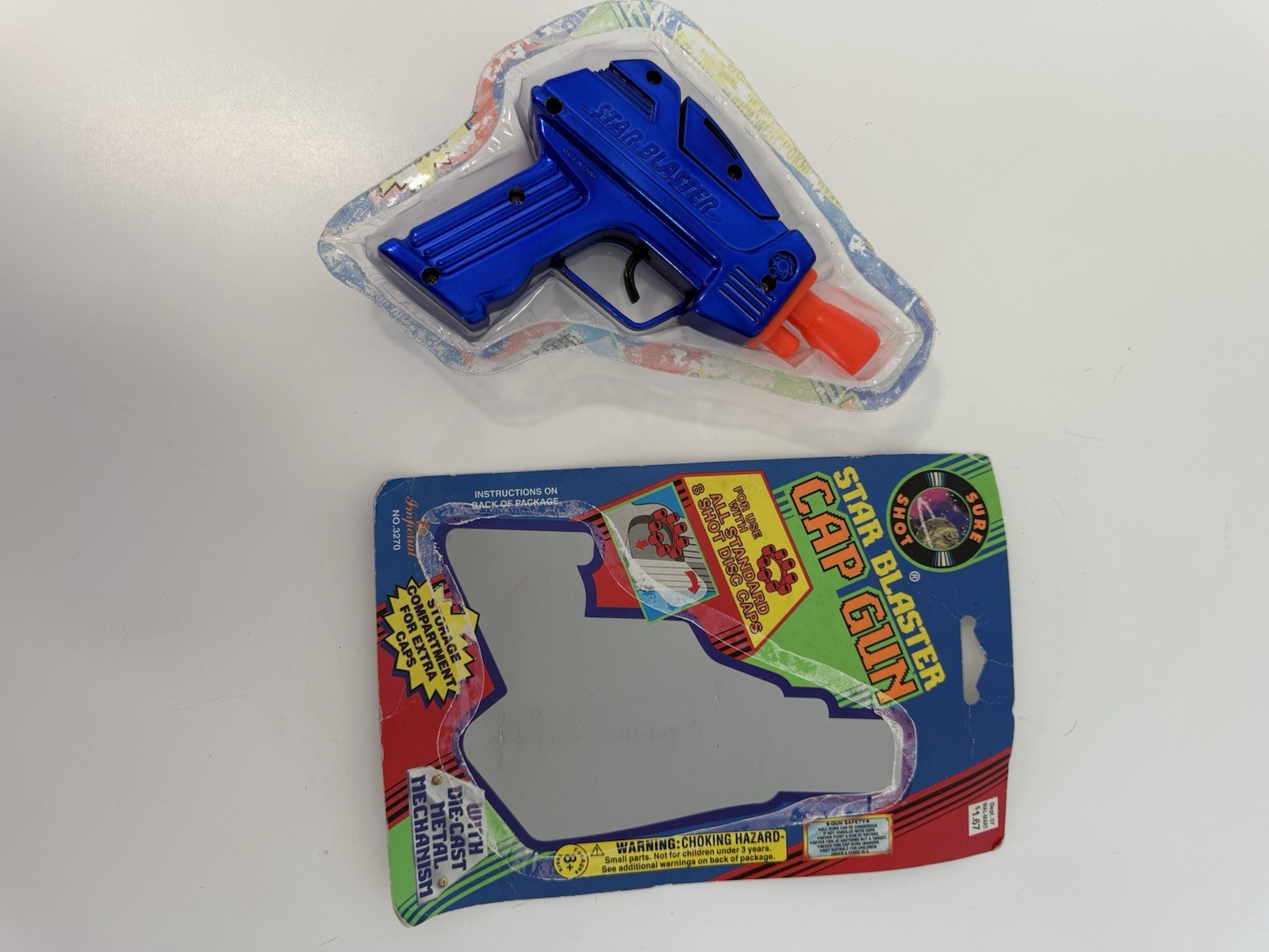 VTG 1998 Imperial Sure Shot Star Blaster Cap Gun “rack toy” Blue #3270 W/Package