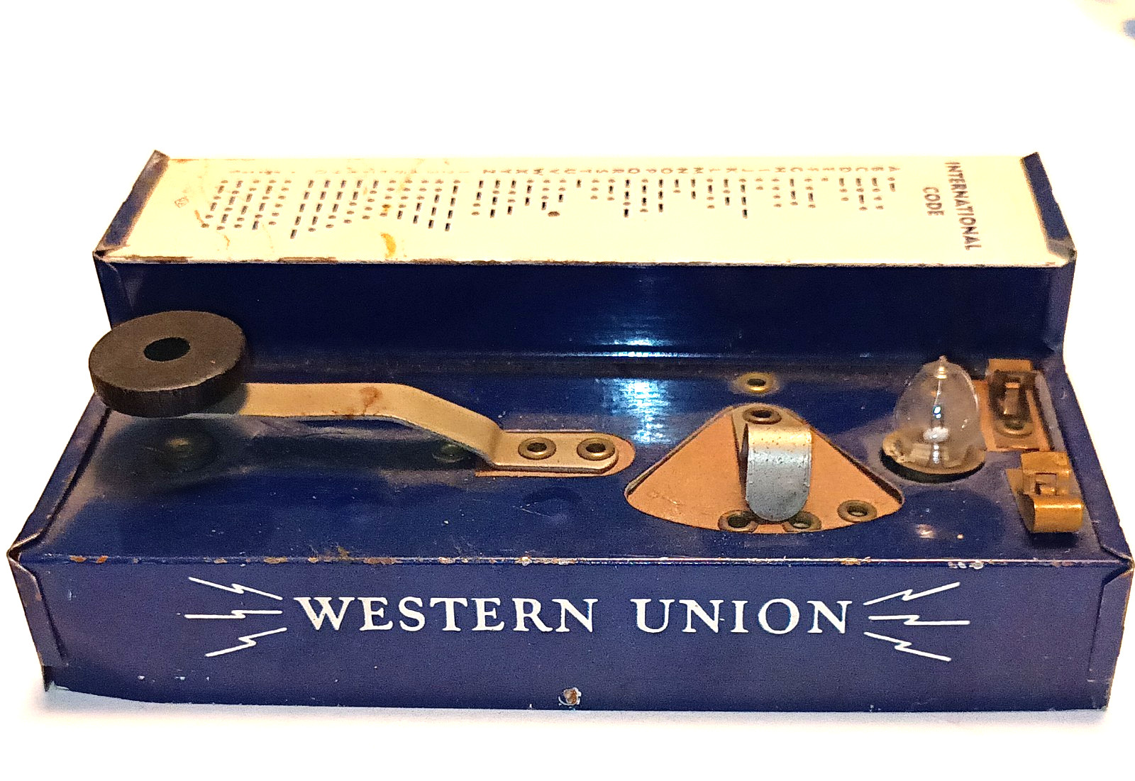 Vintage Western Union Standard Radio Telegraph Signal Set Metal + U.S. Navy Book