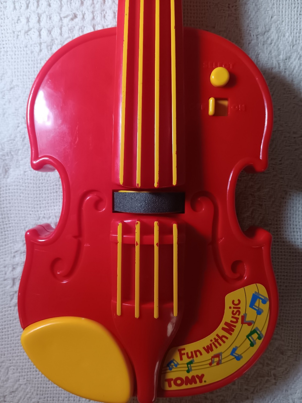 VTG 1988 TOMYTIME Fun With Music TOMY Toy Red Violin RARE WORKS GREAT! Music Bow