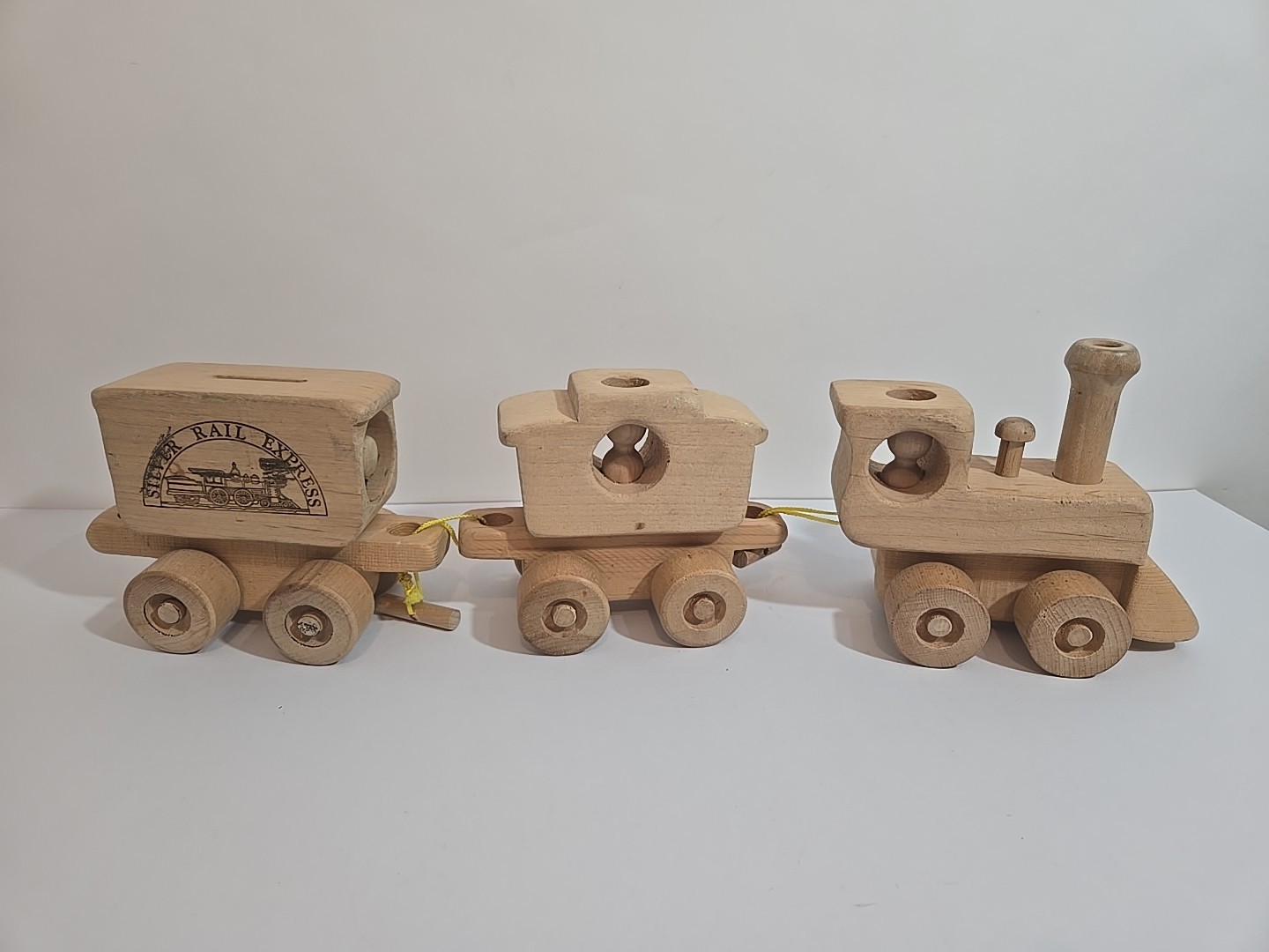 Oregon Wooden Toy Company Vintage 1971 Silver Rail Express Train 3 Piece Set