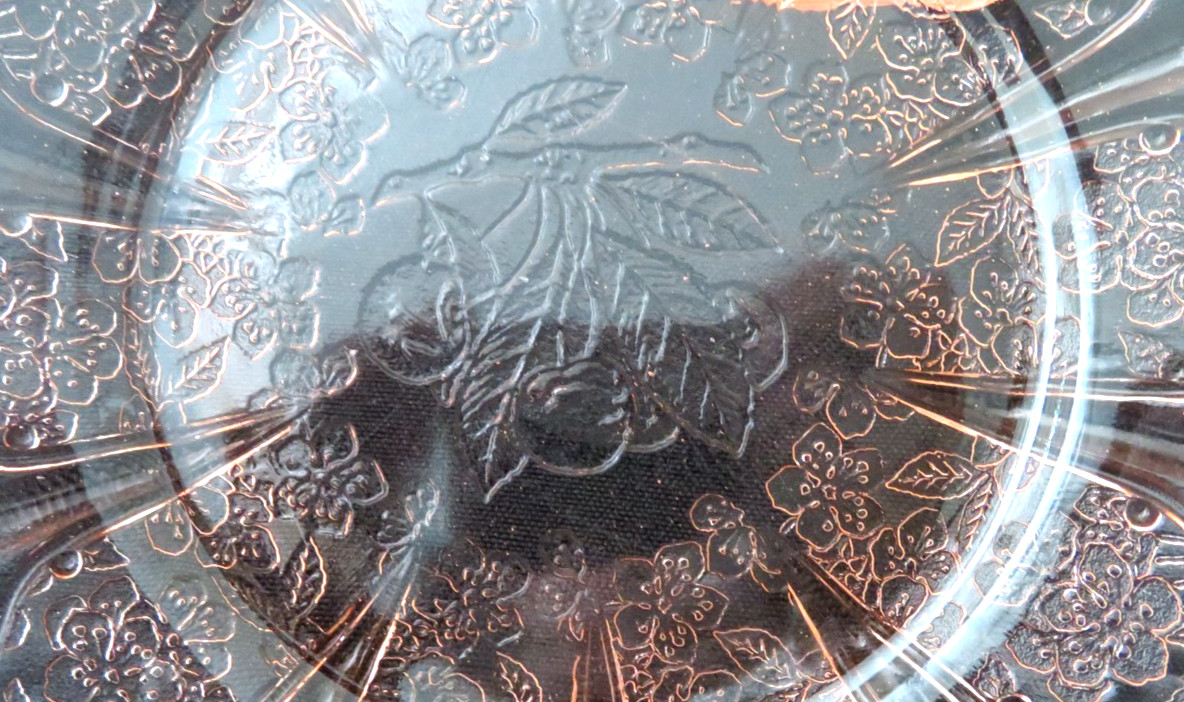 Depression Child’s Jeannette Cherry Blossom Pink Lot 3 Plates 4 Saucers Exc Cond
