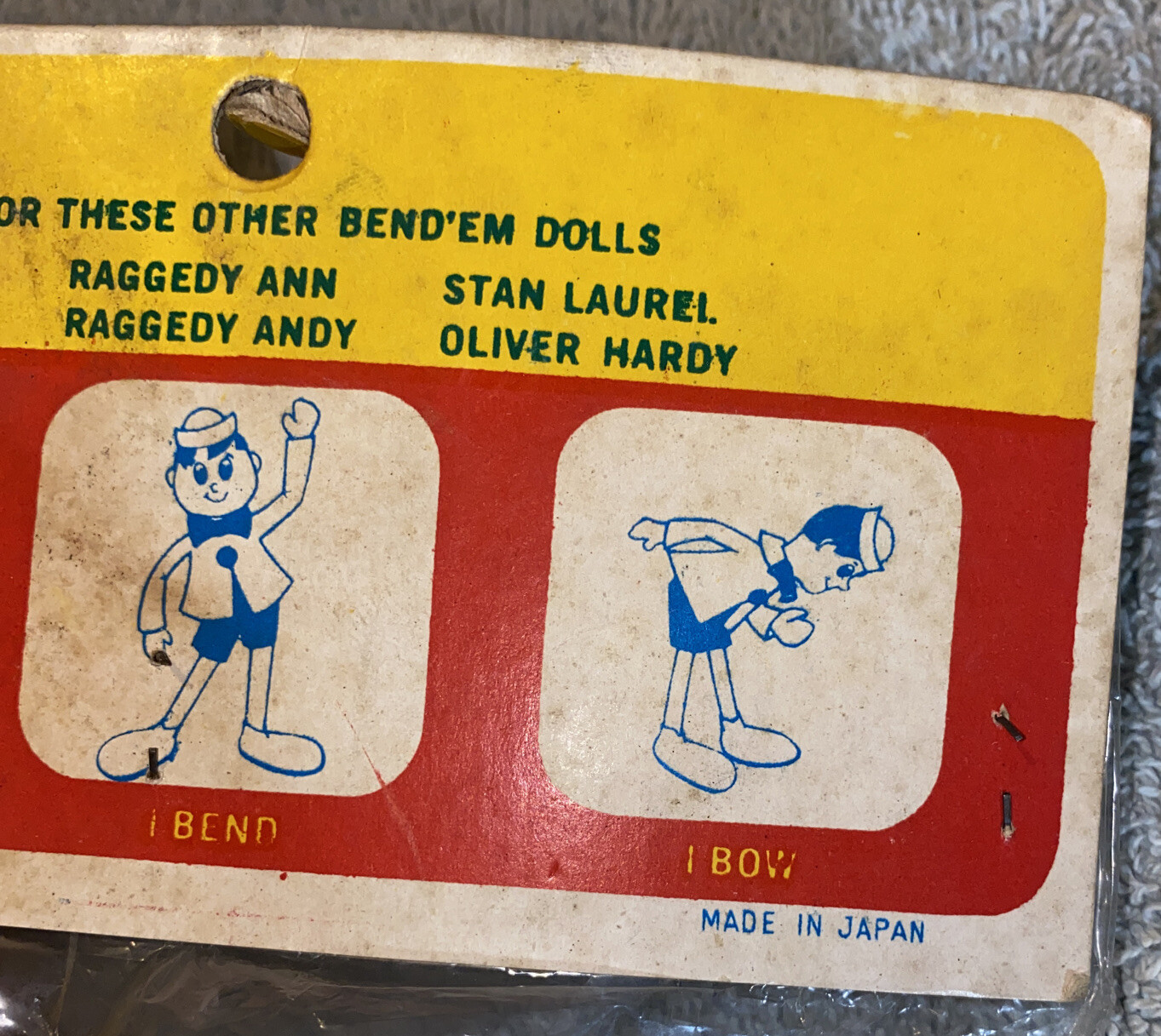 Vintage NOS Stan Laurel 9” Bend’Em Doll Rubber/Cloth/Felt