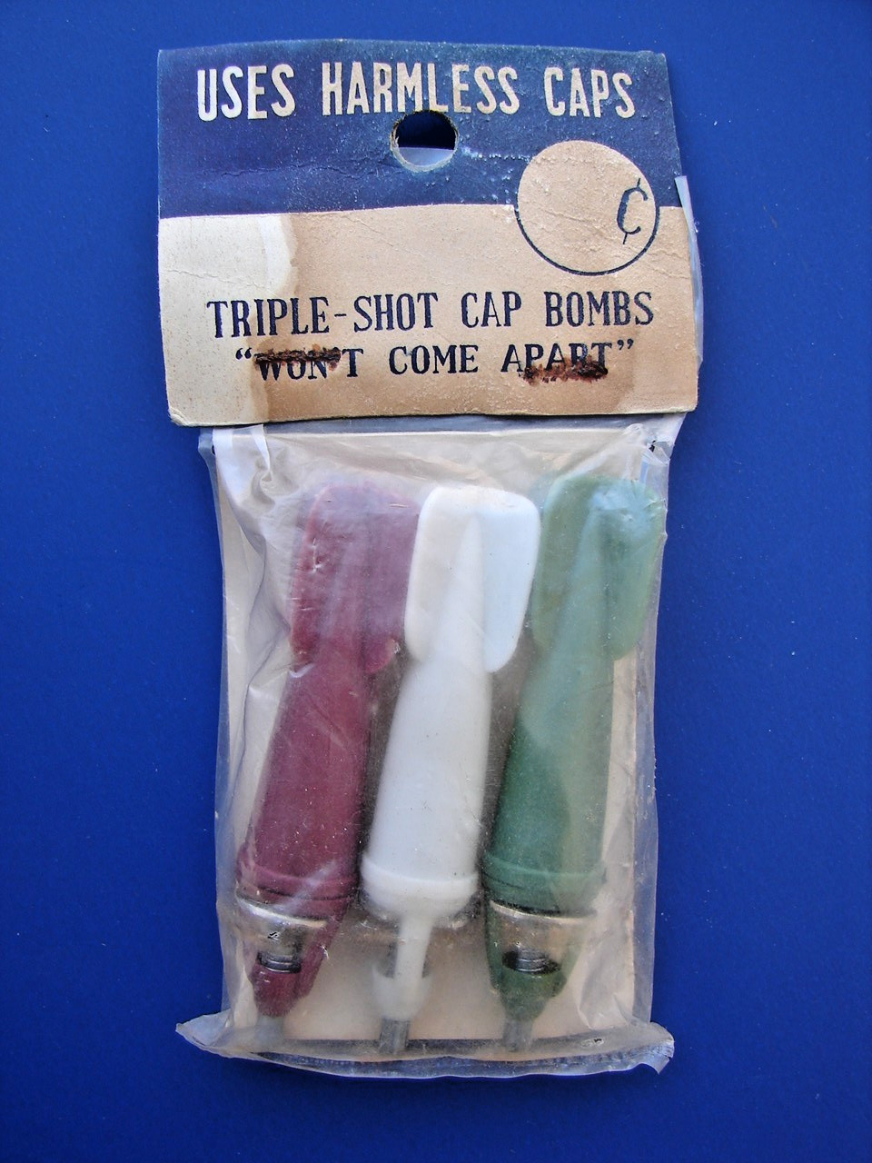 1 PACKS 1960s ROCKETS Cap Bomb Set toy, SET of 3 NEW IN PACK Hong Kong UNOPENED