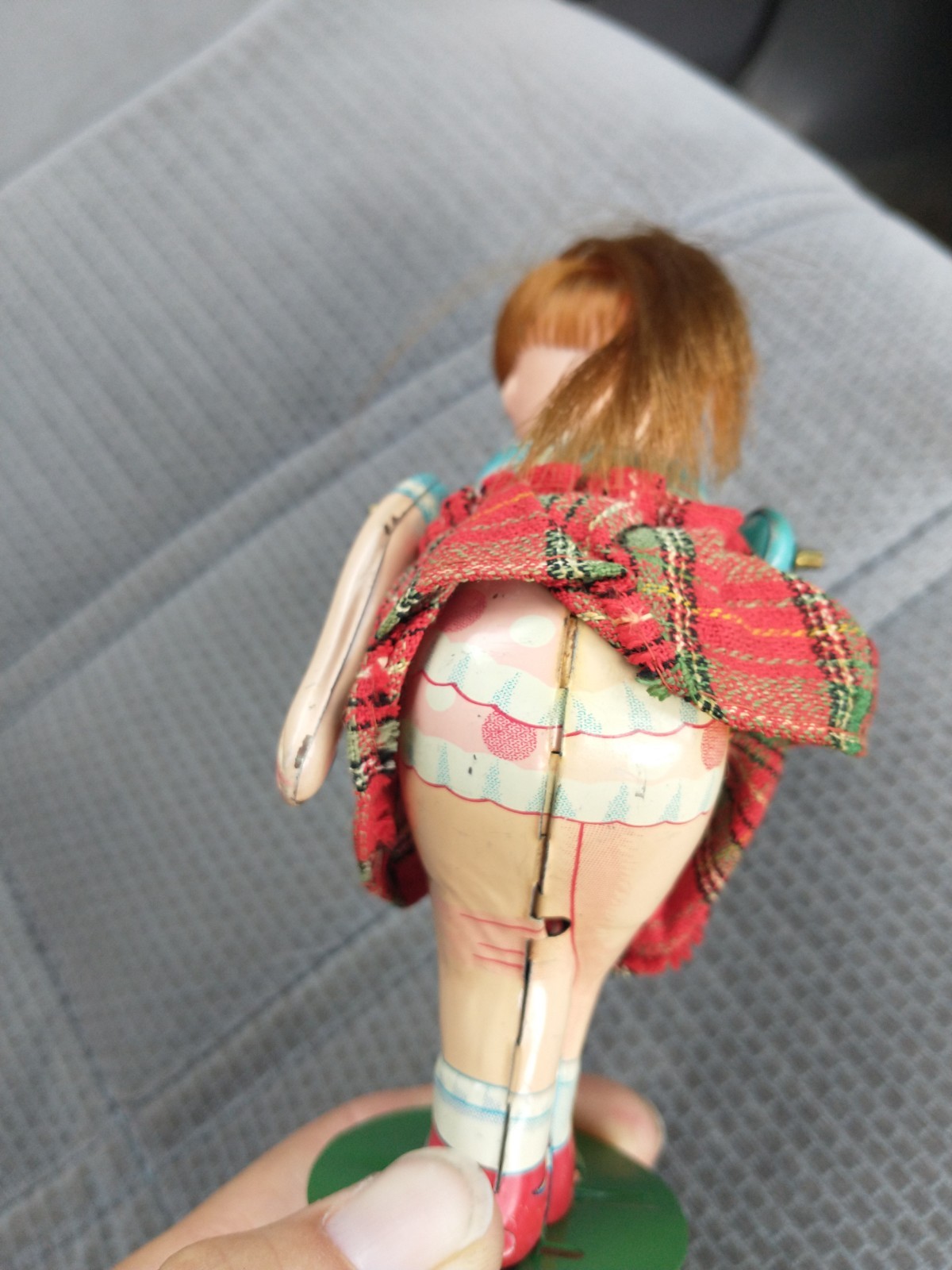 Vintage Japanese Mechanical Suzy Wind-Up Tin Toy / Bouncing a Ball