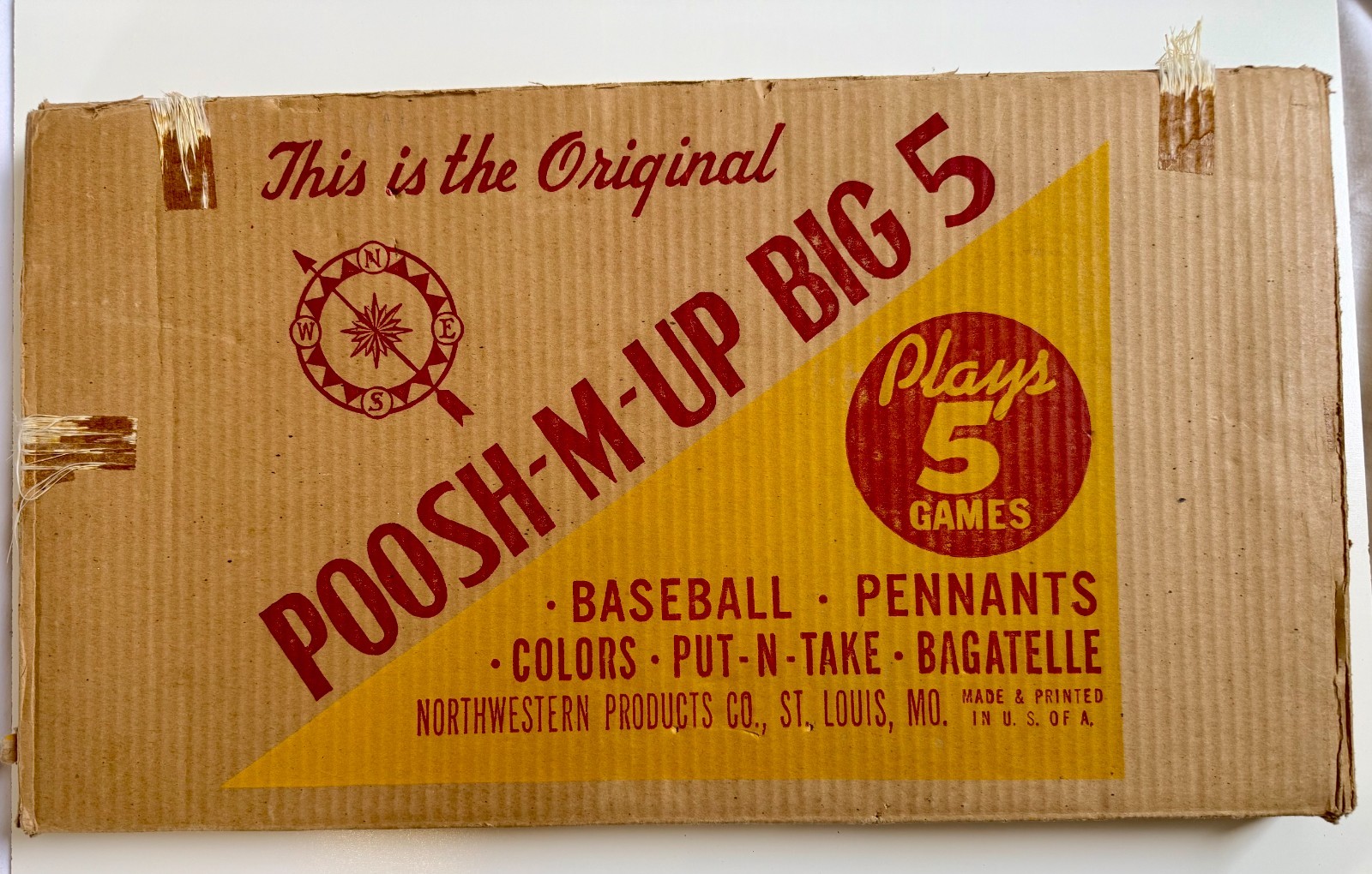 Vintage Poosh-M-Up Big 5 Baseball Pinball Game RARE NOS Open Box Complete
