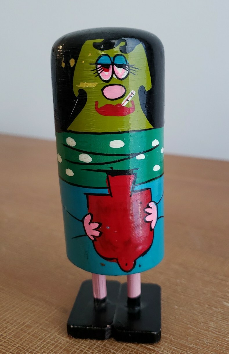 Vintage 60’s Wood Popsie Sick Lady “So Get Well Already! ” Pride Creation Japan