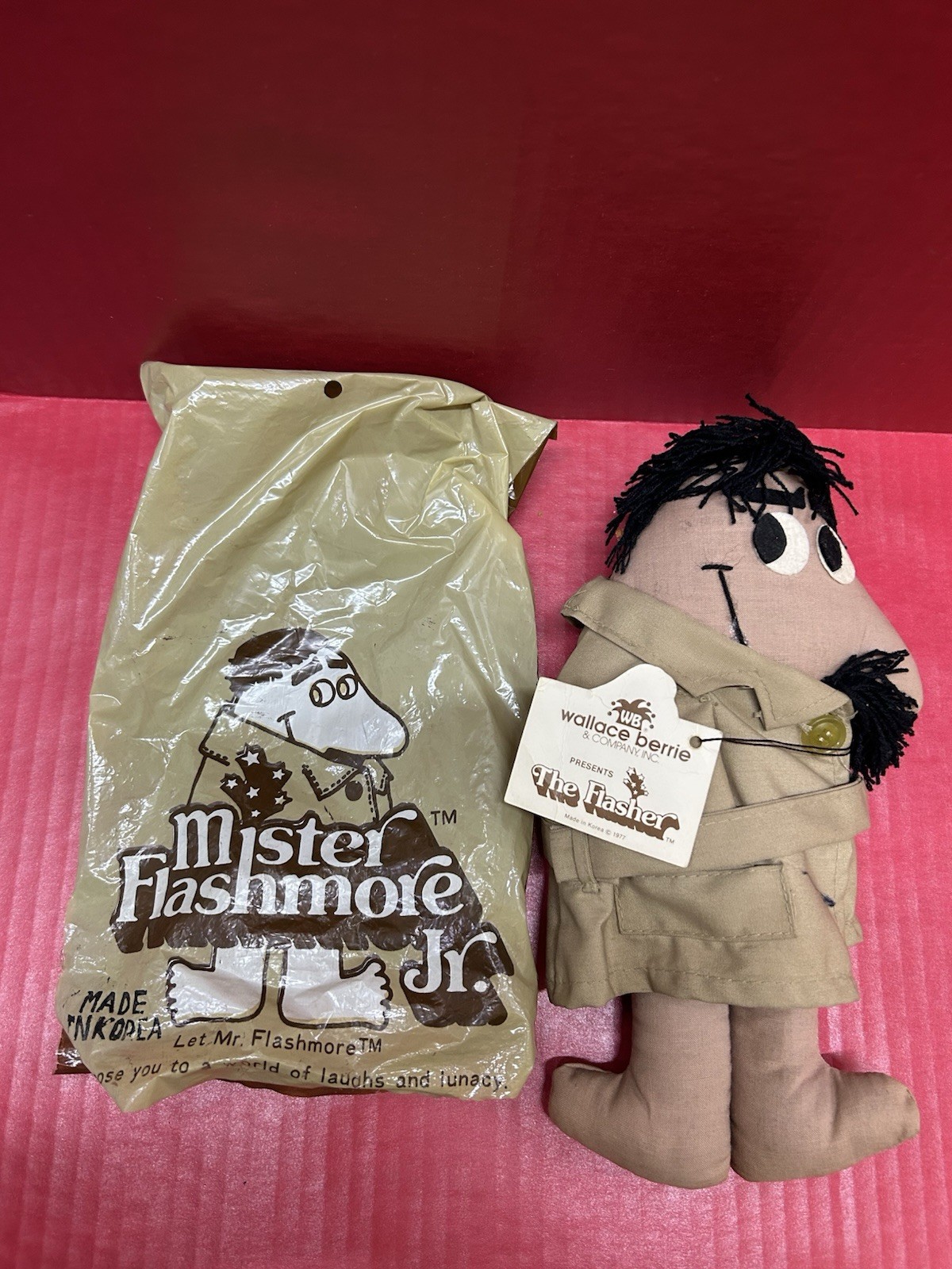 VTG 77 Mister Flashmore Jr Doll Mustached Trench Coat Flasher Privates Orig Tag