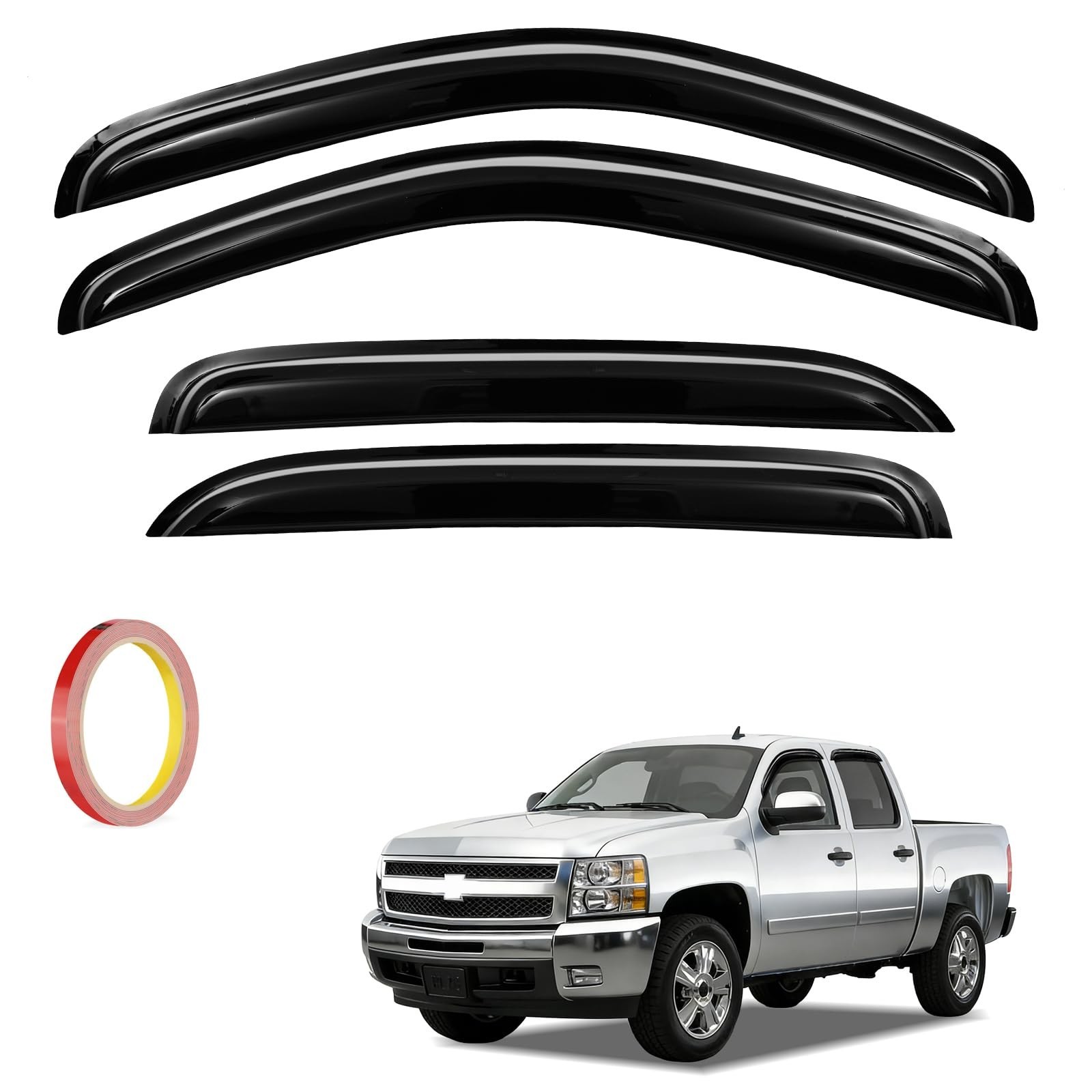 4Pcs Window Vent Visors, Outside-Mount Window Deflectors, Rain Guards for 200…