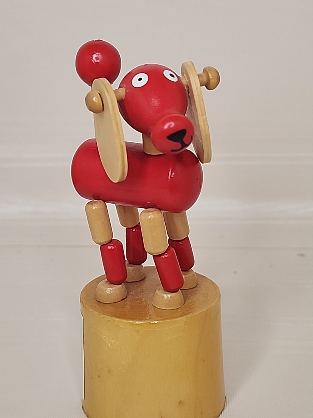 Wood Dog Puppy Collapsing Push up Toy vintage old school Stocking stuffer