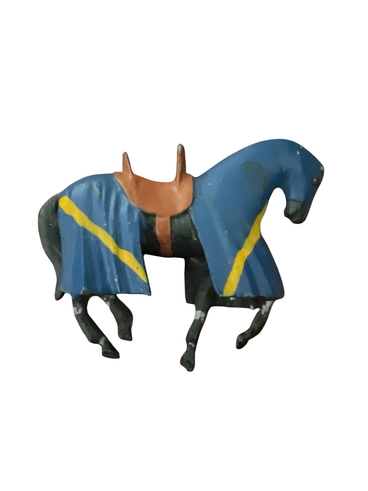 Vintage Caparisoned Small Lead Or Pot Metal Cavalry Horse Toy Set Part
