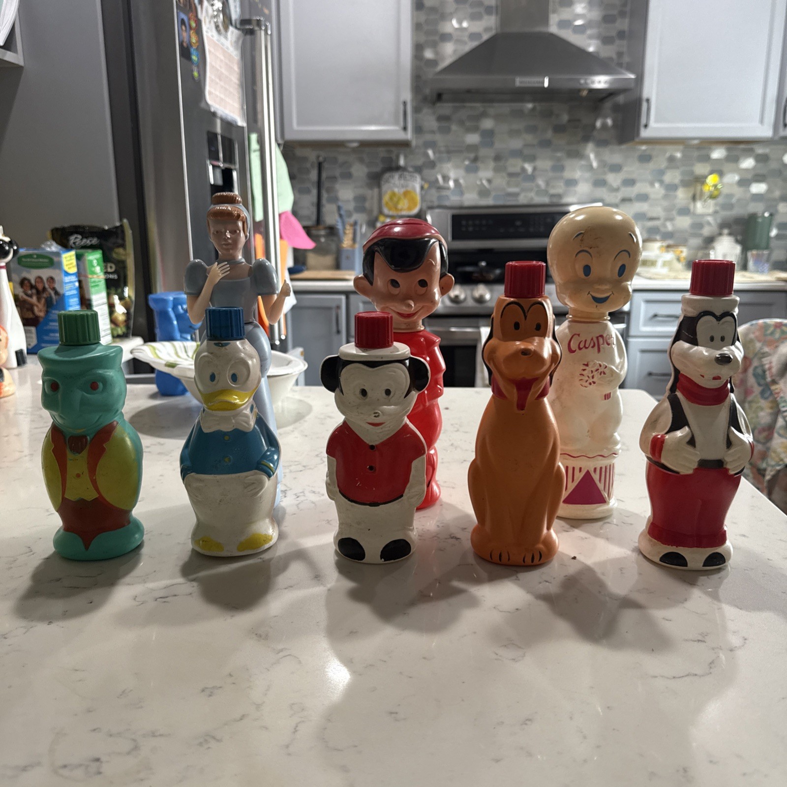 Vintage Disney Soaky Lot Mickey Goofy Pluto Donald Casper Pinocchio Cricket Etc