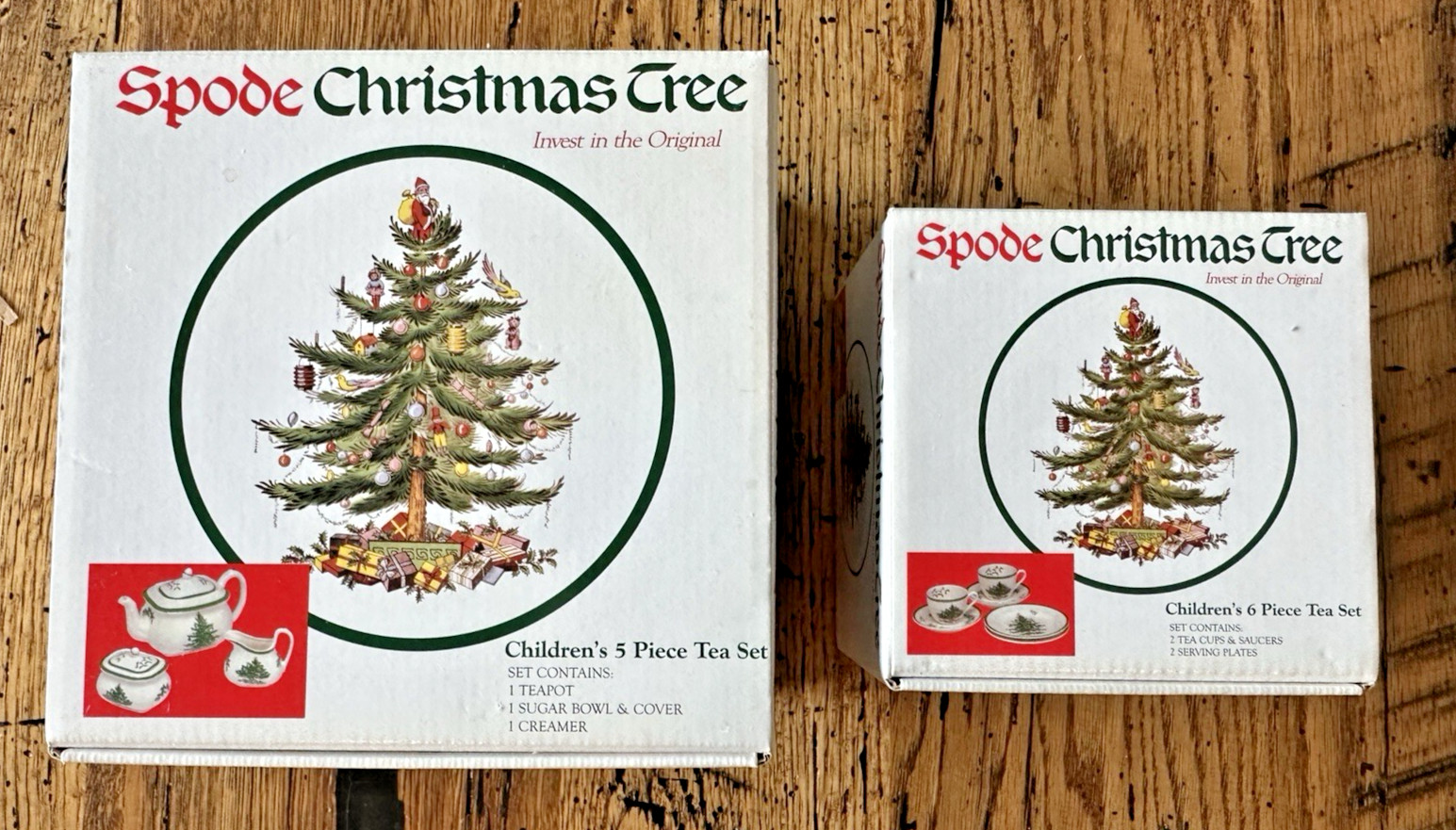 NEW in BOX – 11 Piece Child’s Tea Set Spode “Christmas Tree” RARE Free Ship