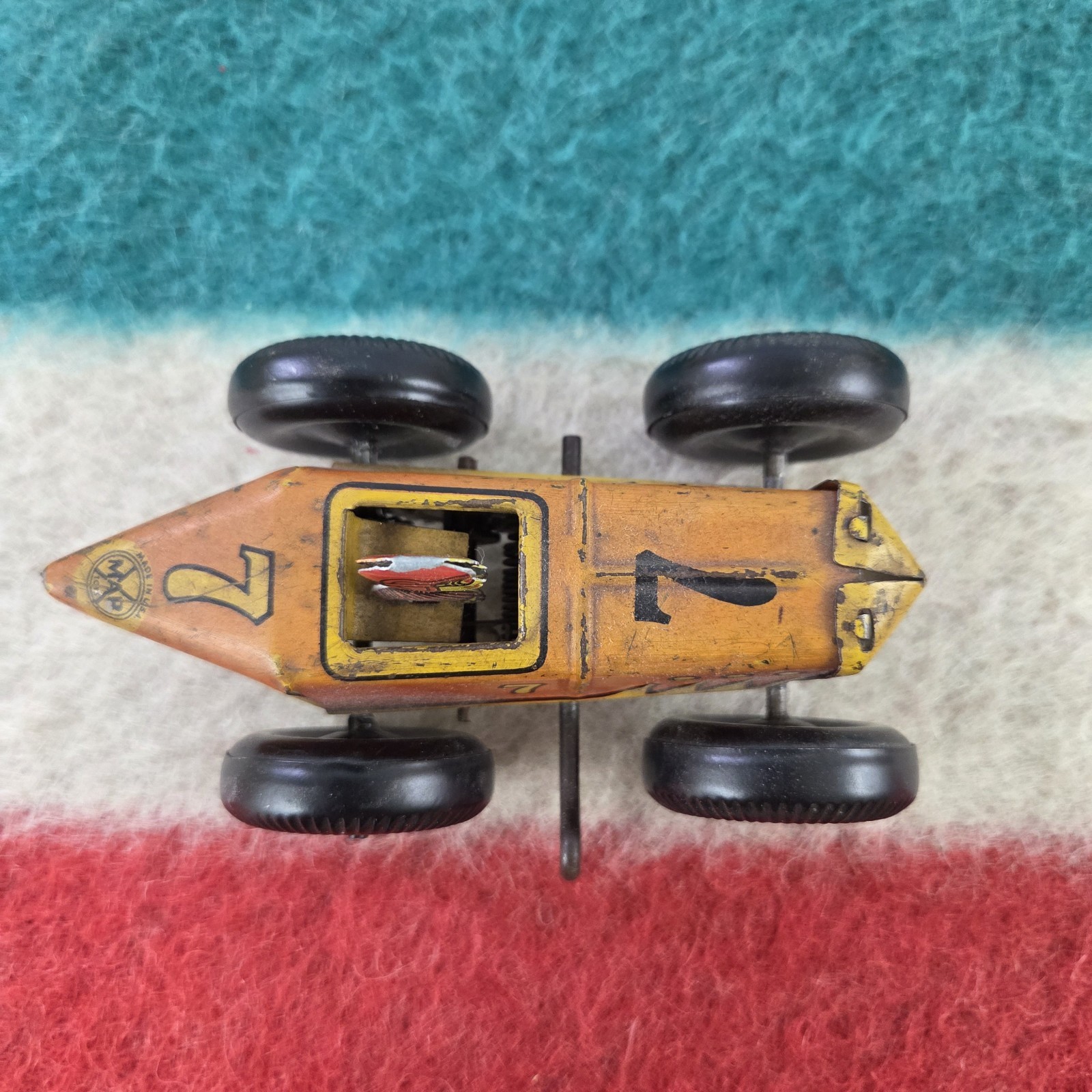 Vintage Marx No 7 Tin Litho Wind Up Boat Tail Racer Indy Race Car 1930s