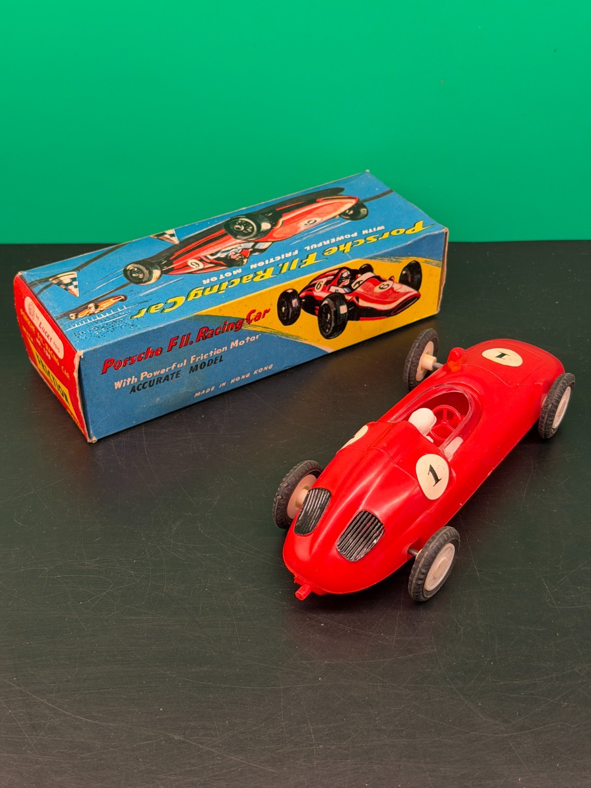 Vintage Lucky Toys Porsche F1 Racing Car No.138 WORKING Friction Boxed 1960s