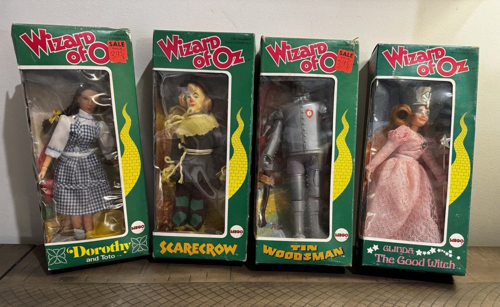 Vintage 1974 MEGO Wizard Of Oz Dolls Toy Action Figure Movie Characters Set Of 4