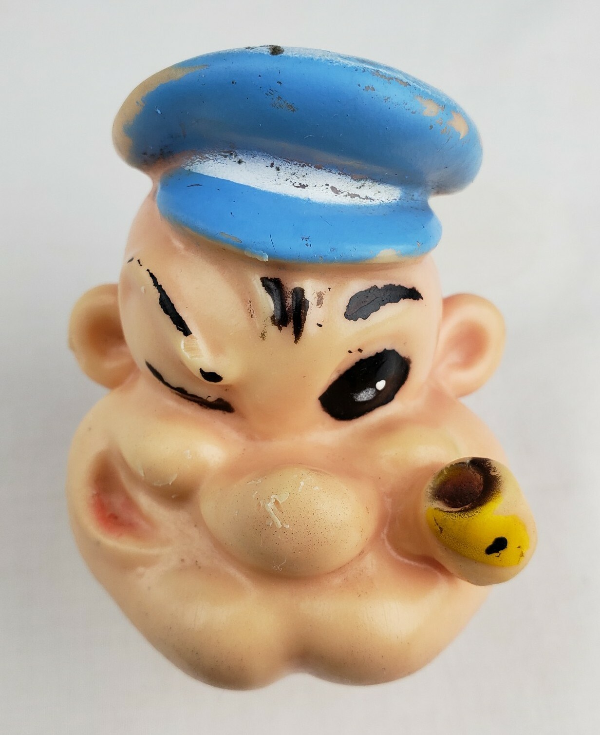 Vintage 1950’s Popeye Squeeze Head Squeaky Rubber Doll King Features Squeaker