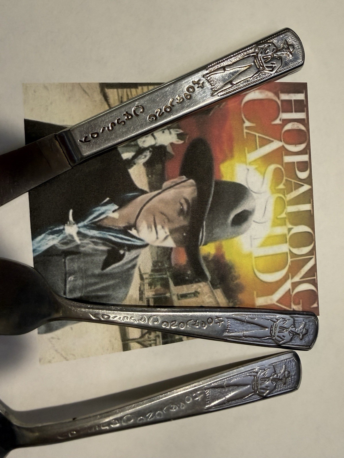 Hopalong Cassidy KNIFE, FORK & SPOON TABLEWARE SET-ORIGINAL 1950’S STAINLESS
