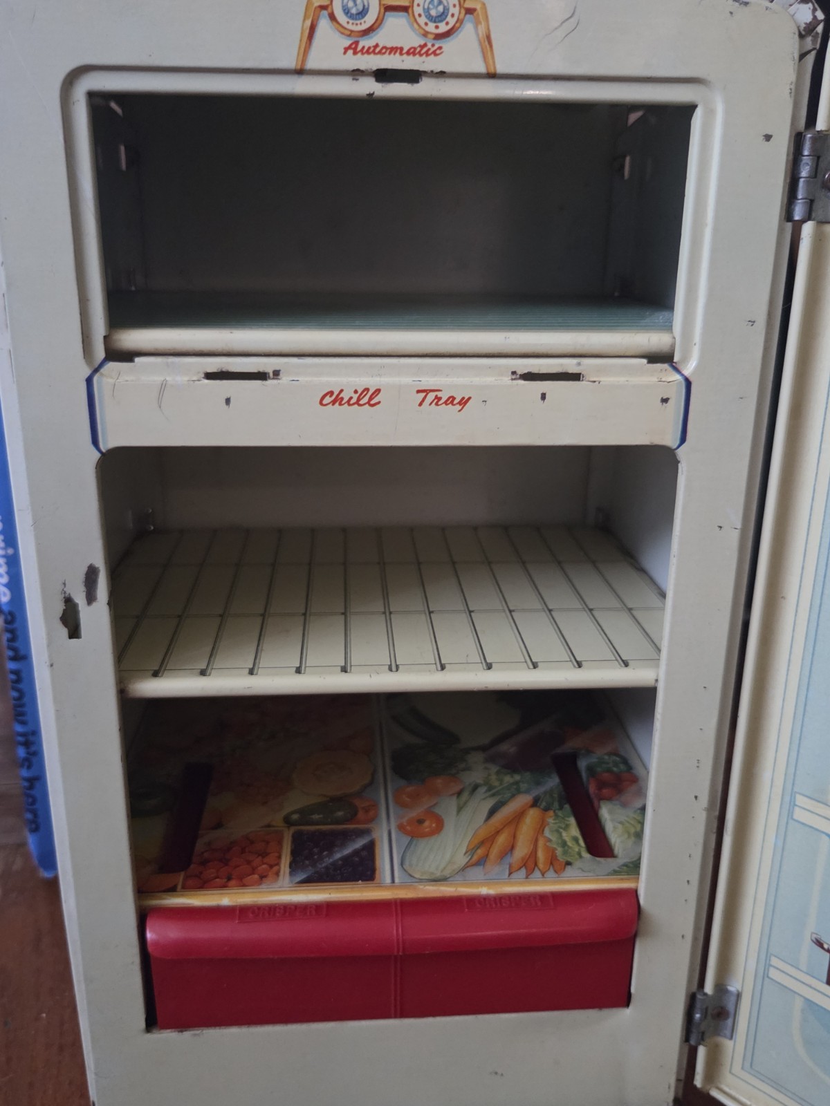 Vtg 1950’s Toy Fridge Refrigerator Marx? Wolverine? Childs play refrigerator
