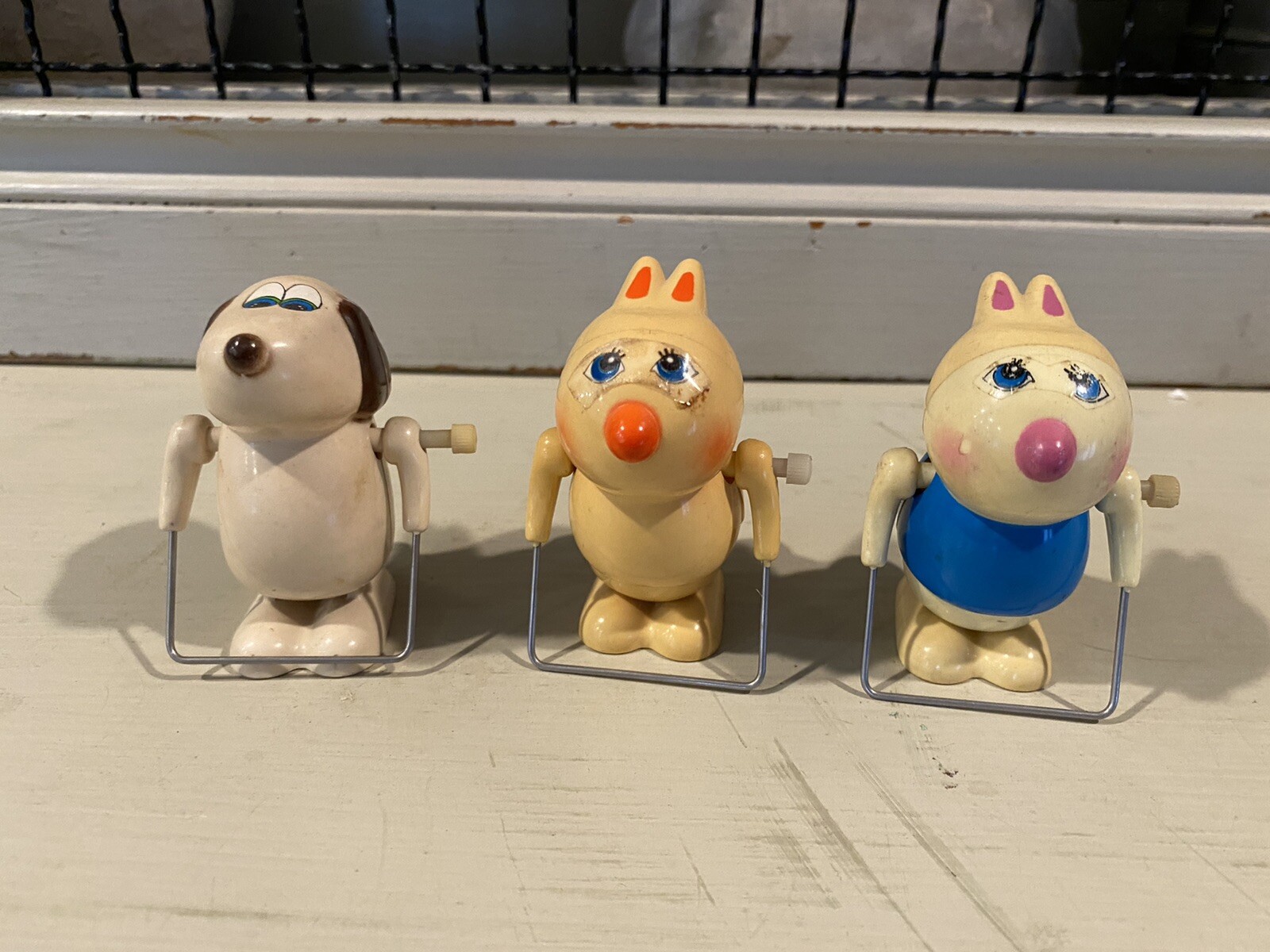 Set of 3 – Vintage BANDAI Wind Up Bunny Rabbit Dog Jumping Rope Easter SINGAPORE